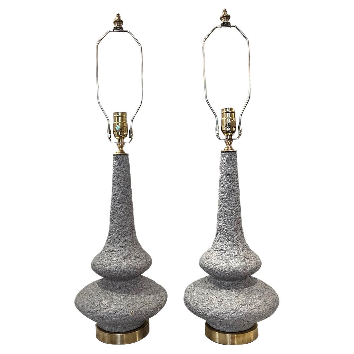 Pair of Mid-Century Brutalist Table Lamps For Sale