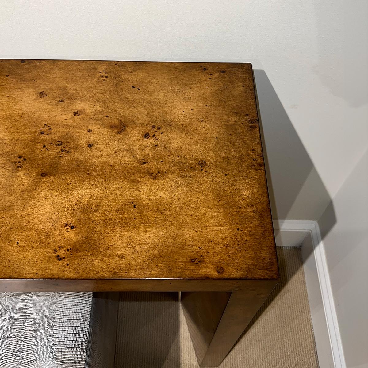 Vietnamese Pair of Midcentury Burl Console Tables For Sale