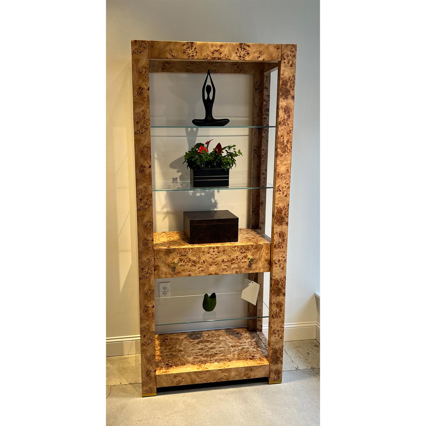 Pair of Mid Century Burl Étagère Bookshelfs 3
