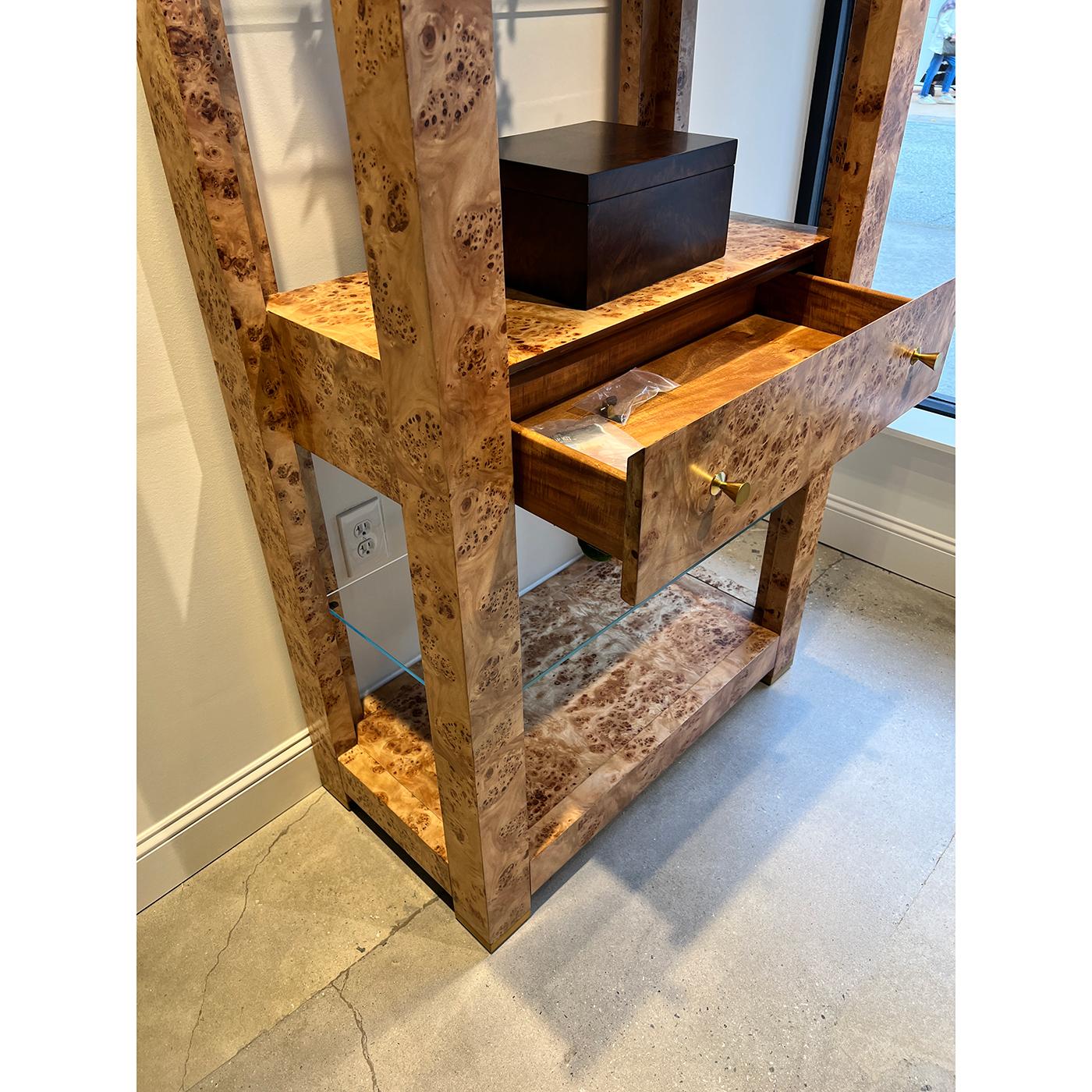 Pair of Mid Century Burl Étagère Bookshelfs 2