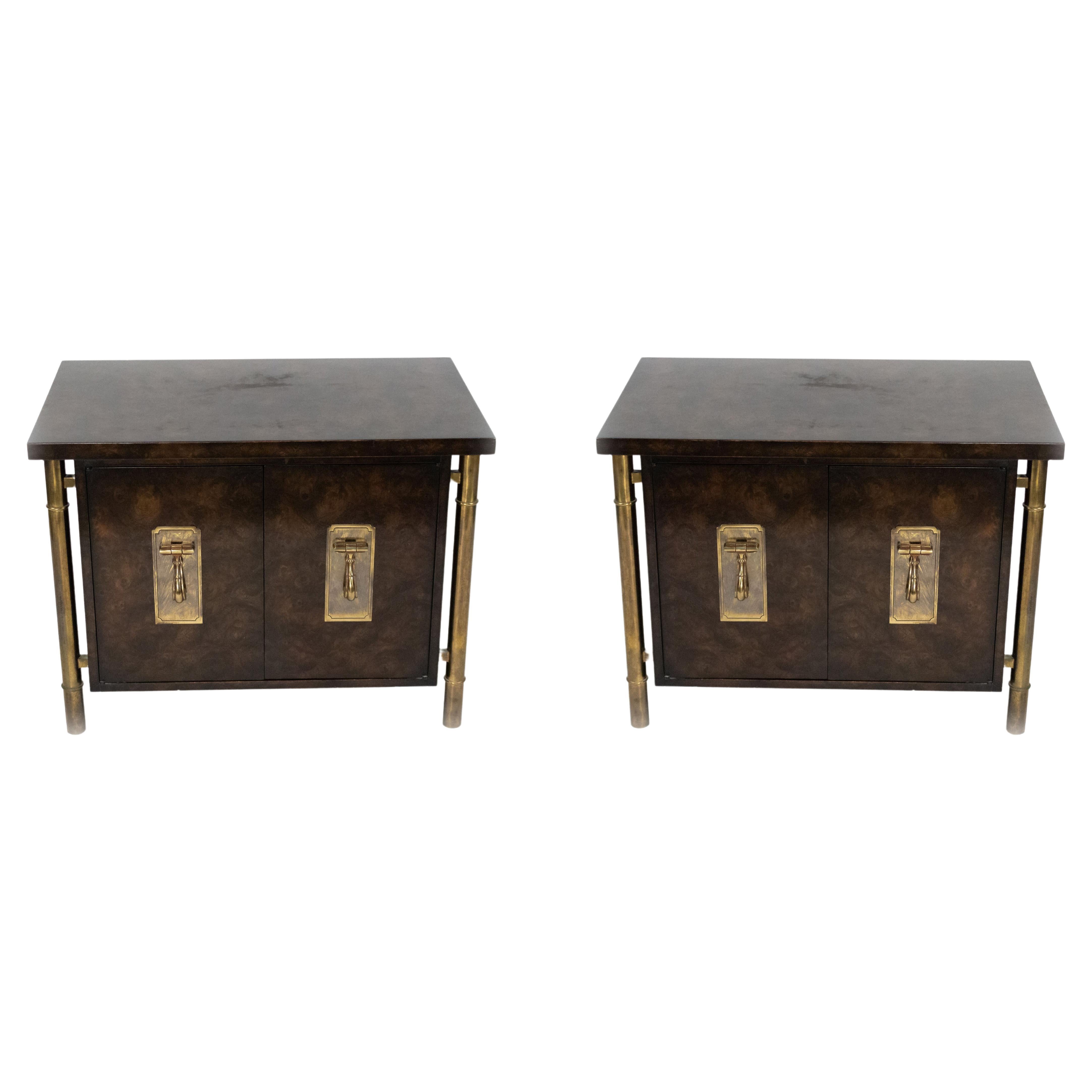 Pair of Mid-Century Burl Wood End Tables