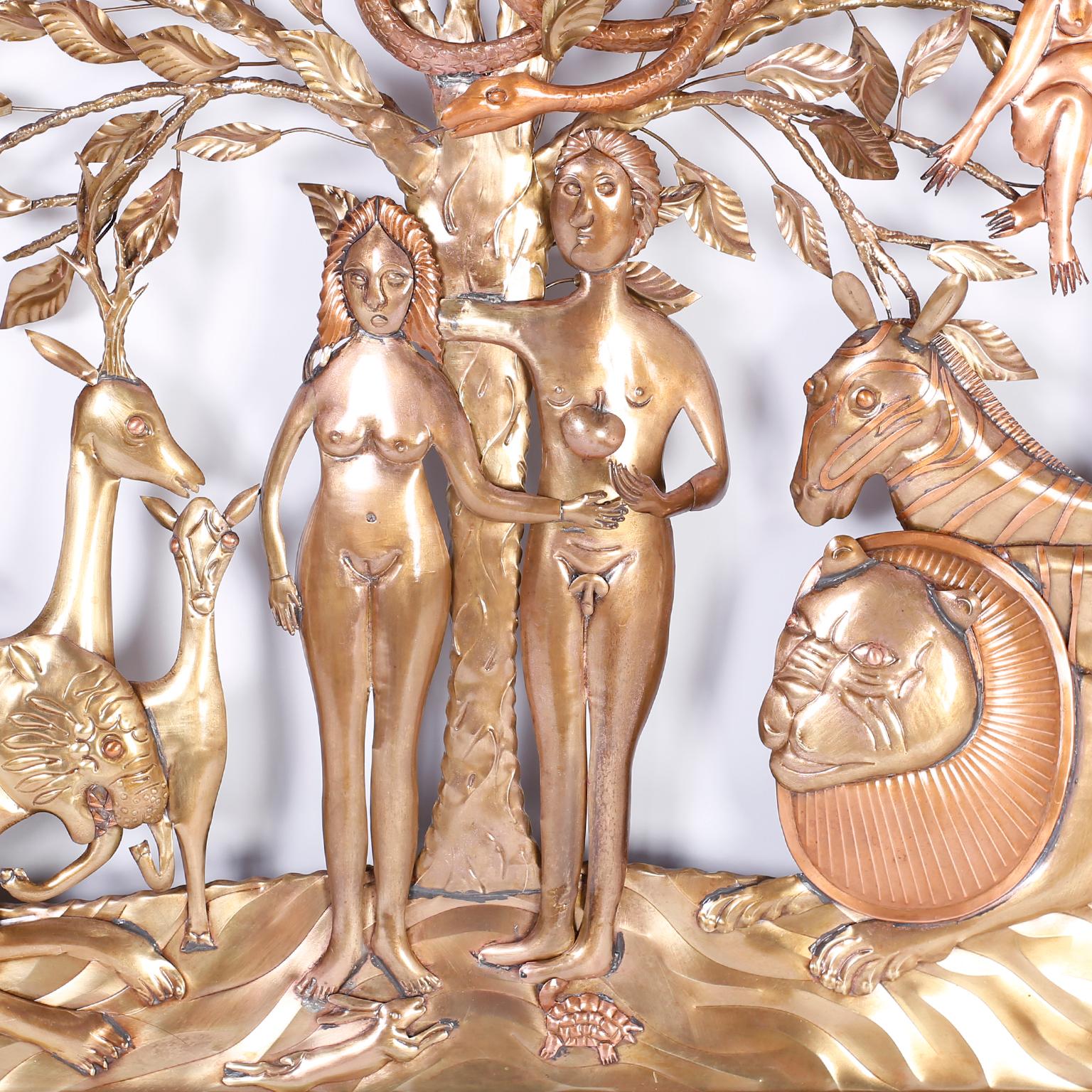 Brass Pair of Midcentury Bustamante Garden of Eden Sculptures, Priced Individually
