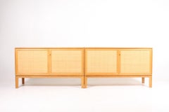 Midcentury Cabinet, Cane Panels in Oak, Designed by Alf Svensson, 1960s