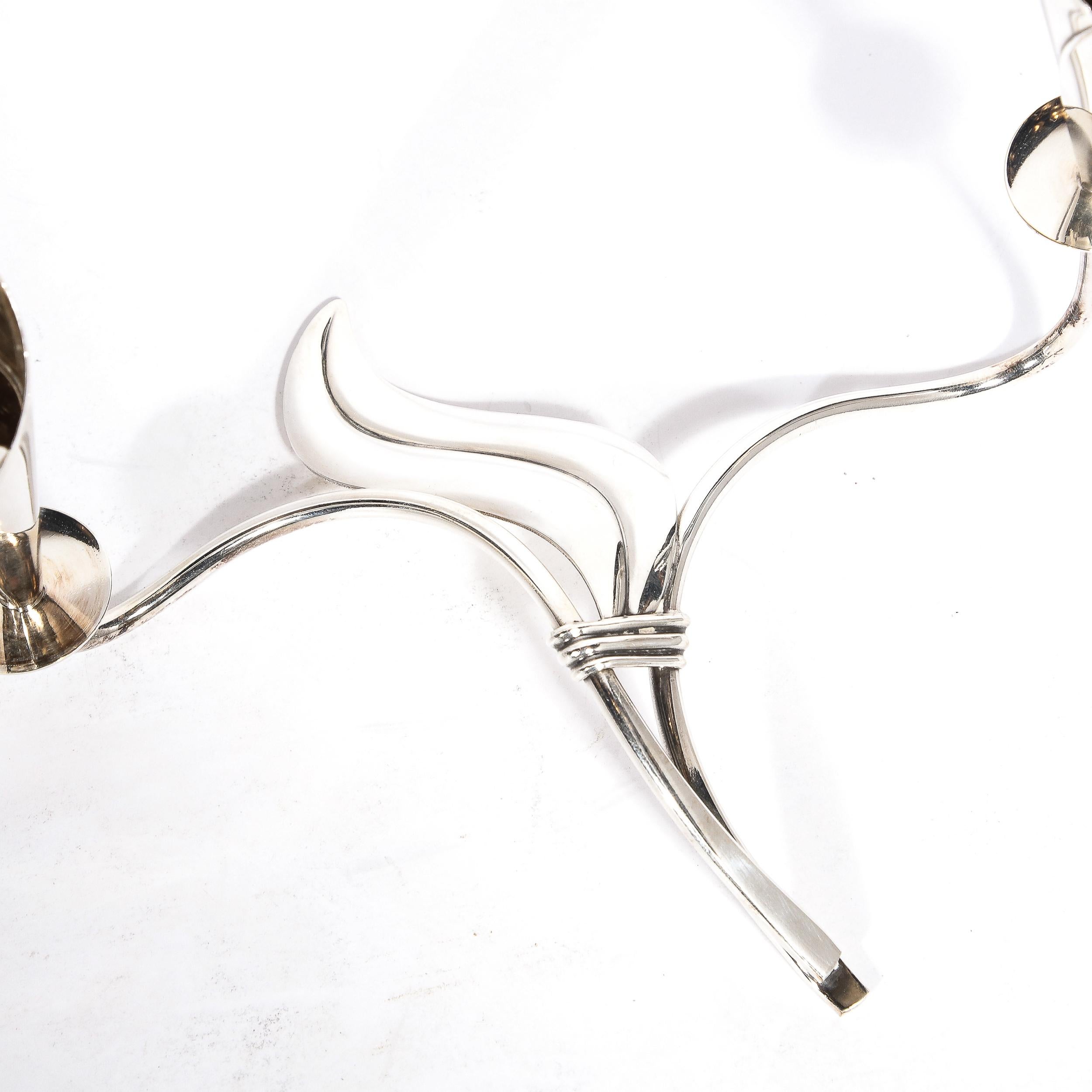 Pair of Mid-Century Cala Lily Candle Holders in Silver Plate by Hans Jensen For Sale 9
