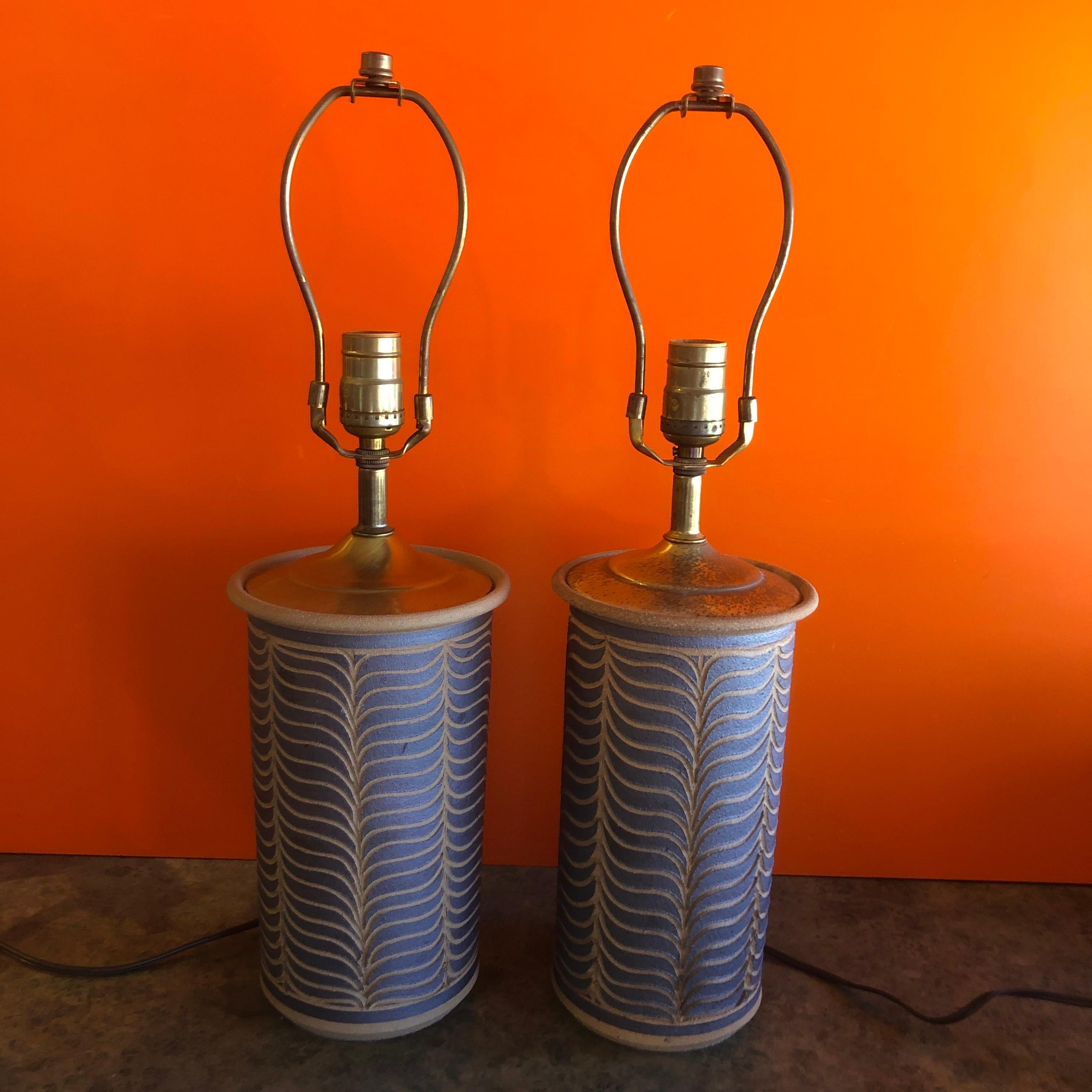 Pair of Midcentury California Studio Pottery Table Lamps 4