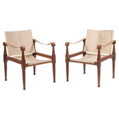 Pair of Mid Century Campaign Chairs in the style of Kaare Klint, Denmark, 1960