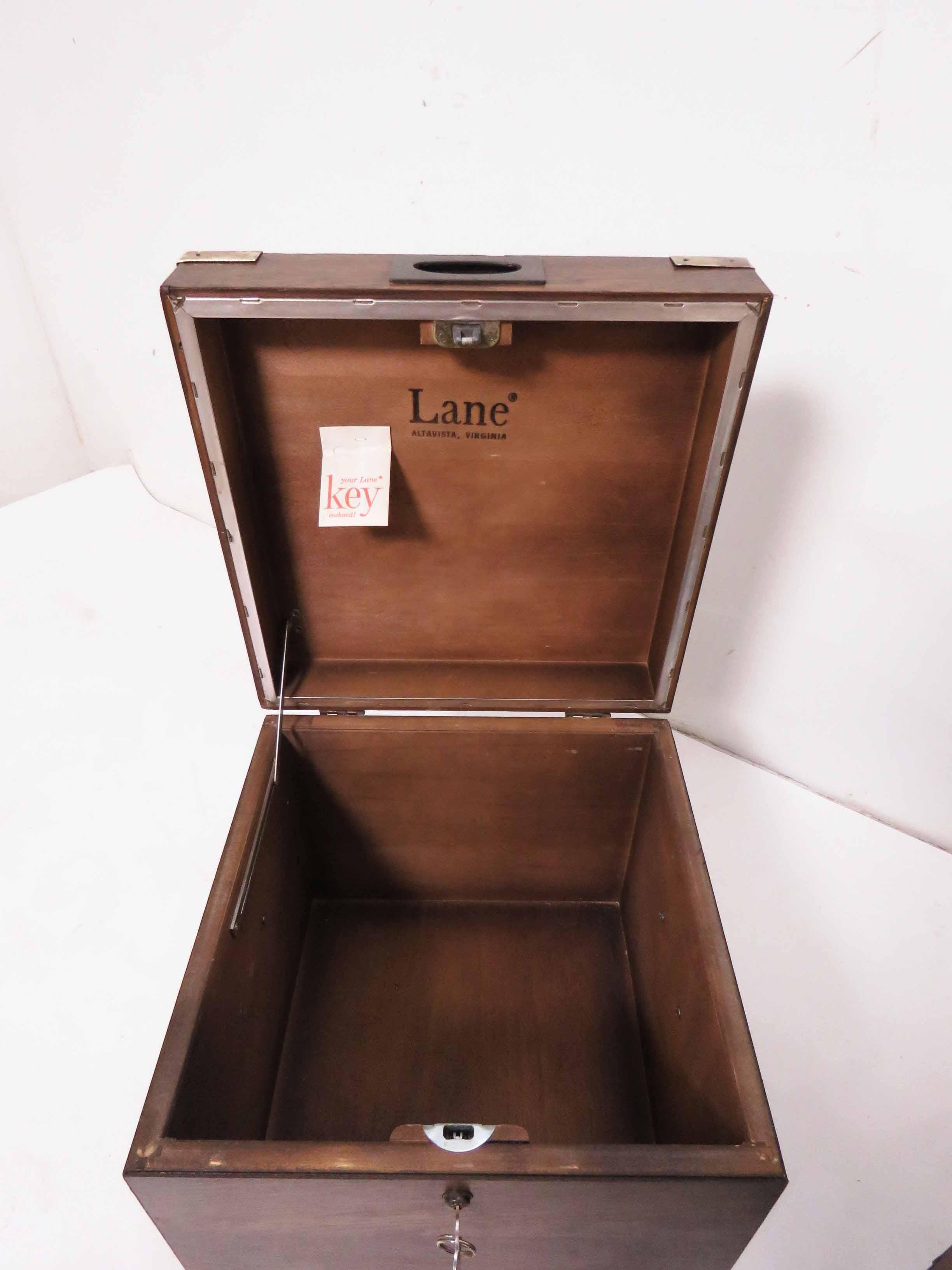 Pair of Midcentury Campaign Style Cube Form Chests by Lane Furniture 3