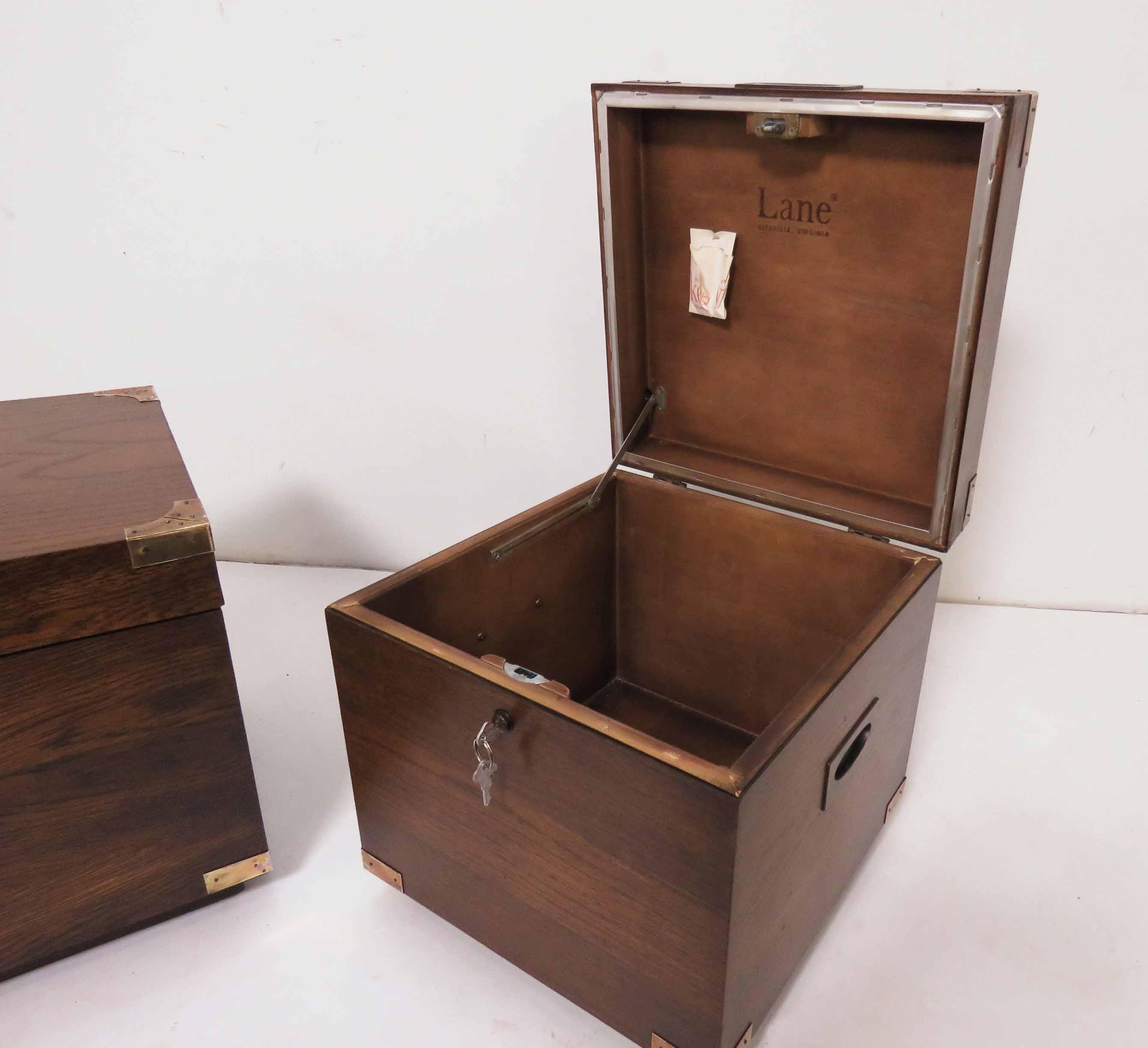 Pair of Midcentury Campaign Style Cube Form Chests by Lane Furniture 4
