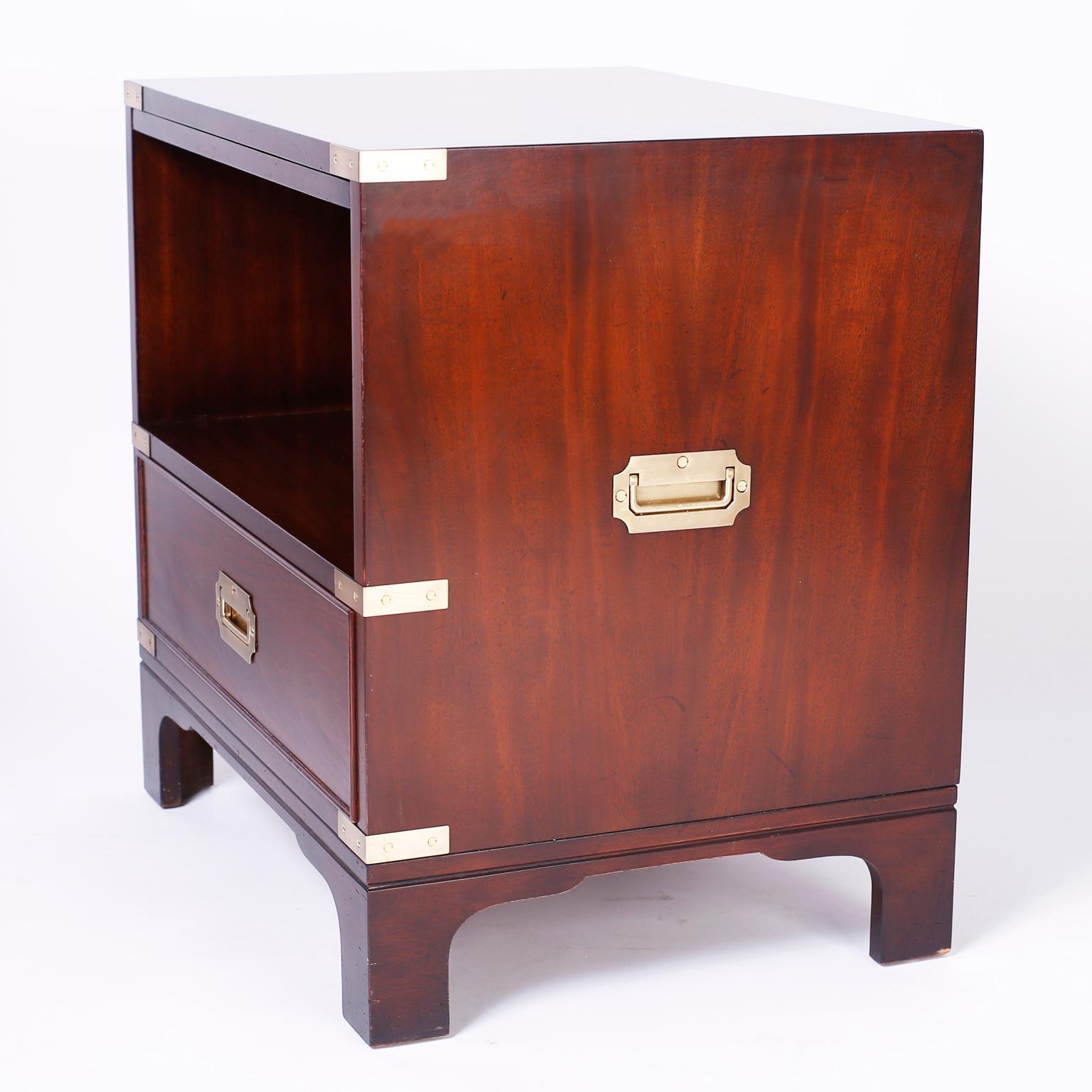 Pair of Midcentury Campaign Style Nightstands 2