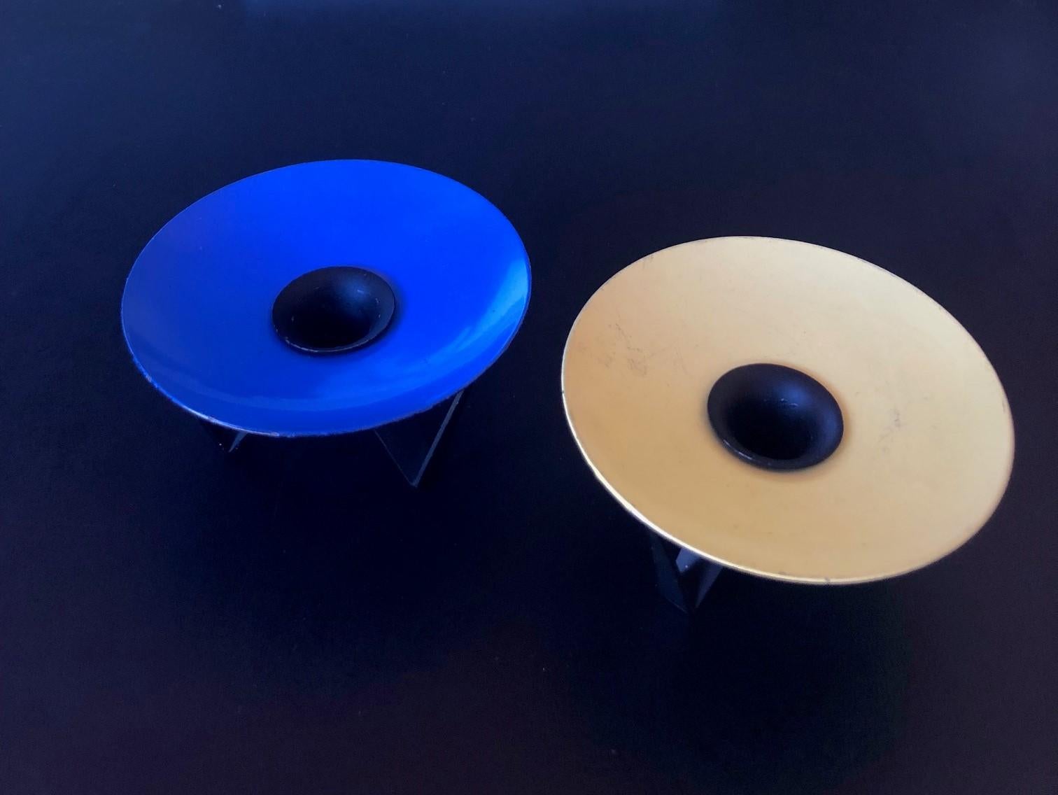 Pair of midcentury candleholders by Laurids Lonborg, circa 1960s. The holders are in good vintage condition with age appropriate wear; they hold a standard 1
