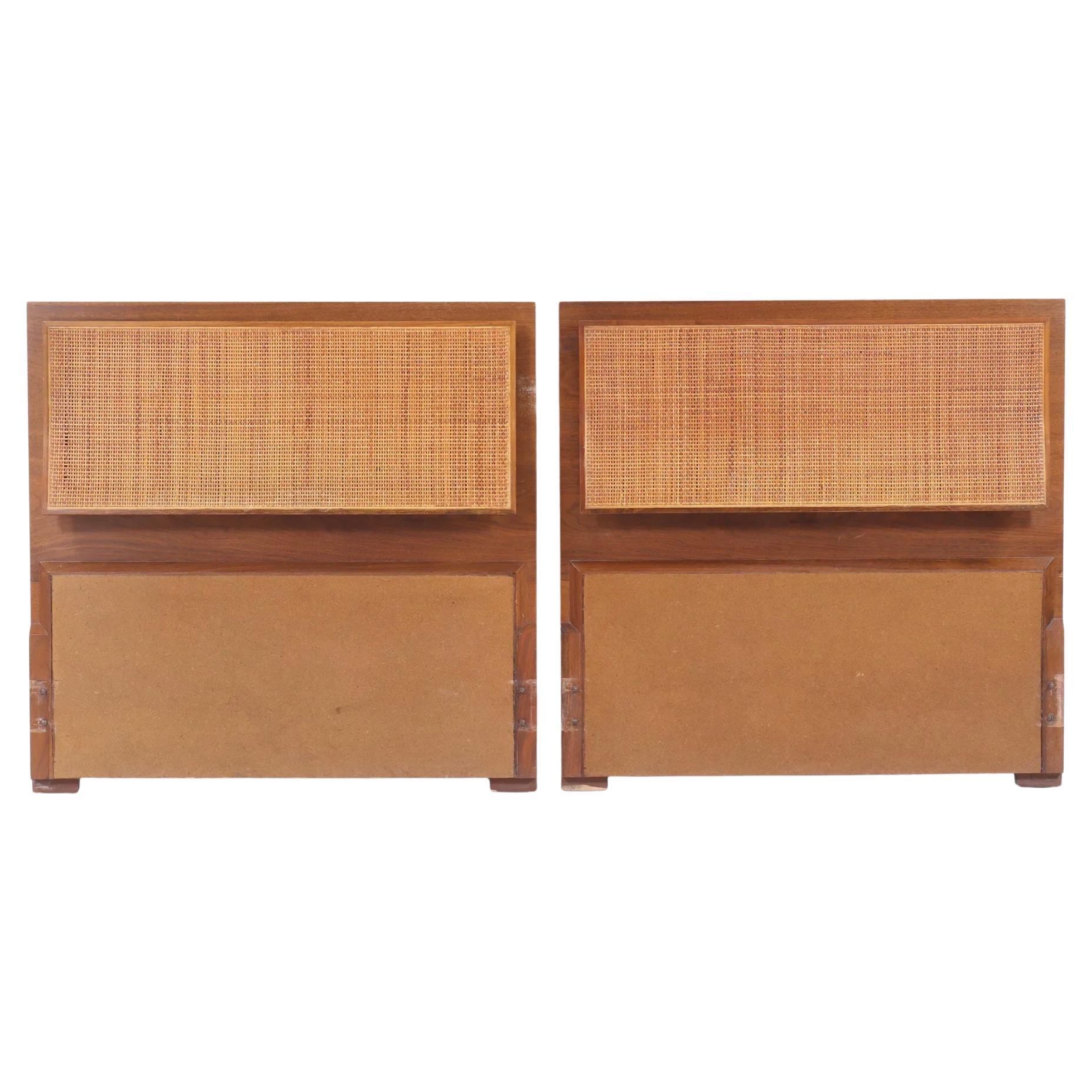Pair of Mid century Cane Brass Twin Headboards by Paul McCobb for Calvin