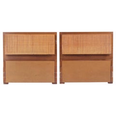 Pair of Mid century Cane Brass Twin Headboards by Paul McCobb for Calvin