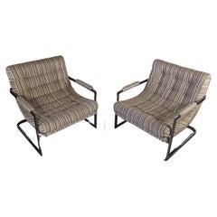 Pair of Mid Century Cantilevered Scoop Chairs - Style of Milo Baughman, c1970s