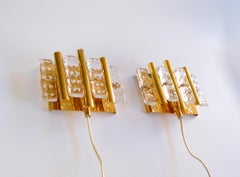 Pair of Mid-Century Carl Fagerlund Wall Lights by Orrefors, Sweden, 1960s