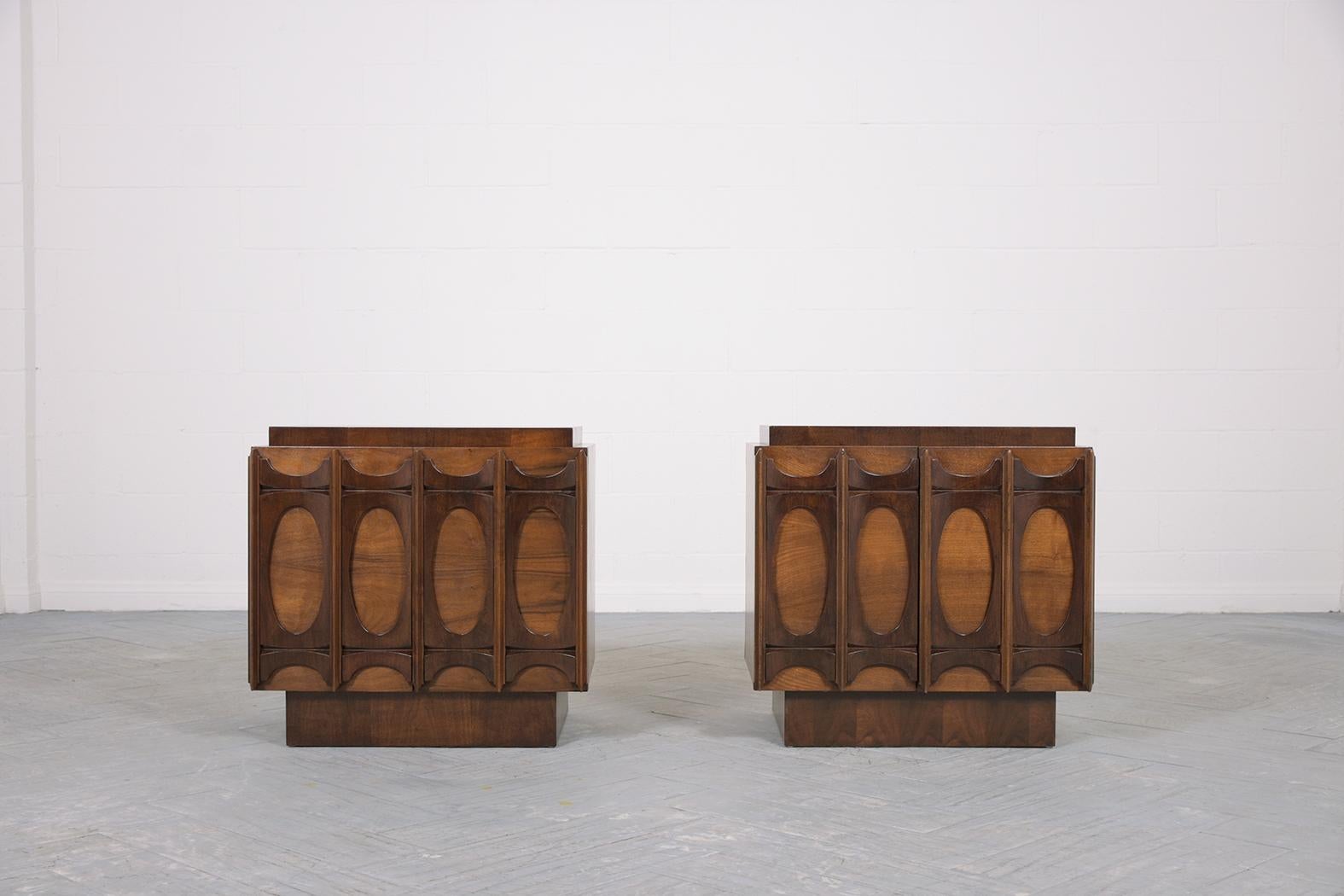 Pair of Mid-Century Carved Nightstands 3
