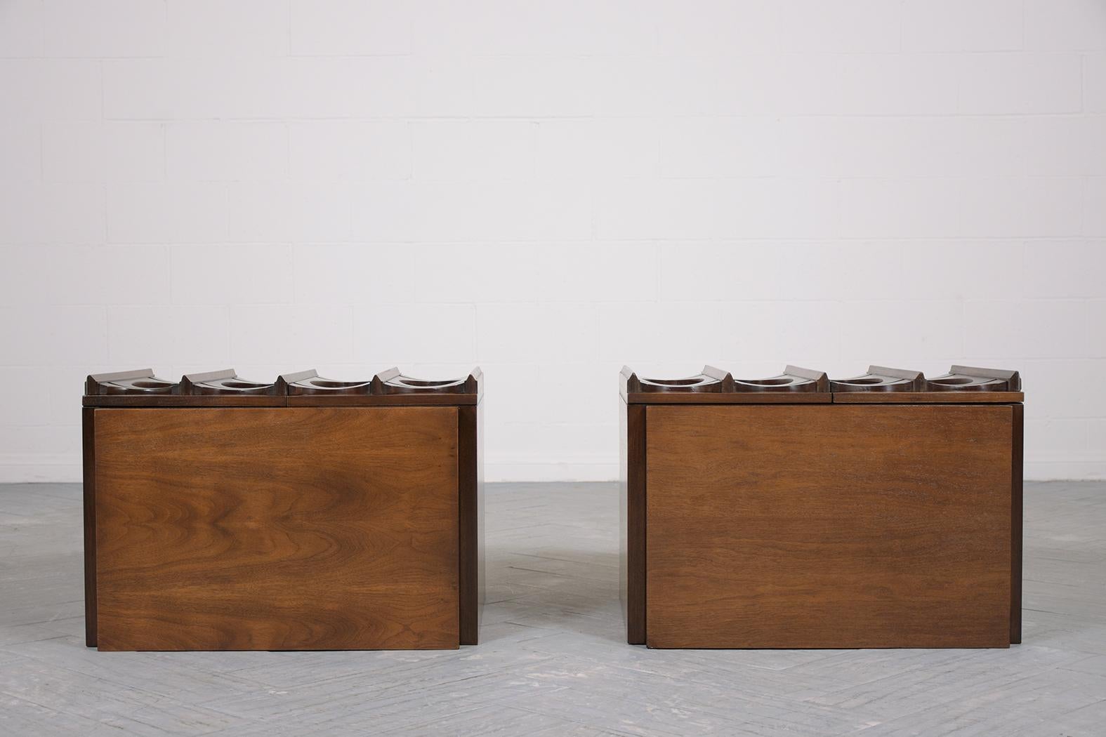 Pair of Mid-Century Carved Nightstands 7
