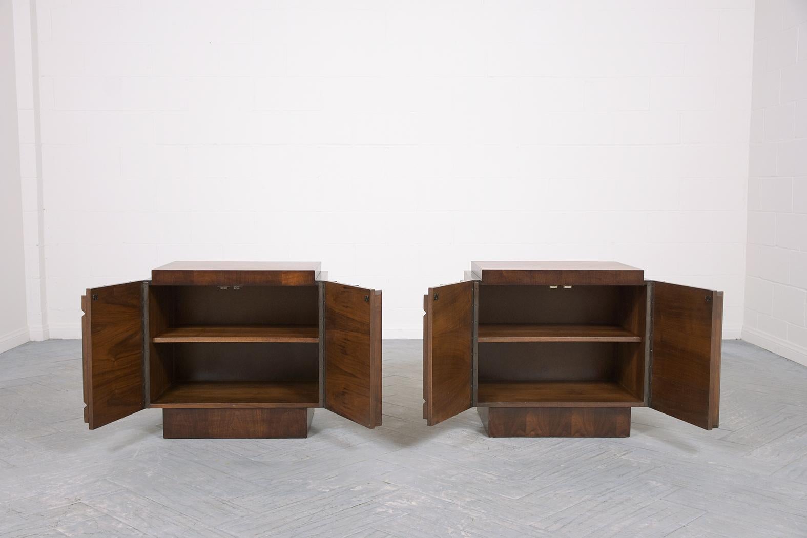 Pair of Mid-Century Carved Nightstands 1
