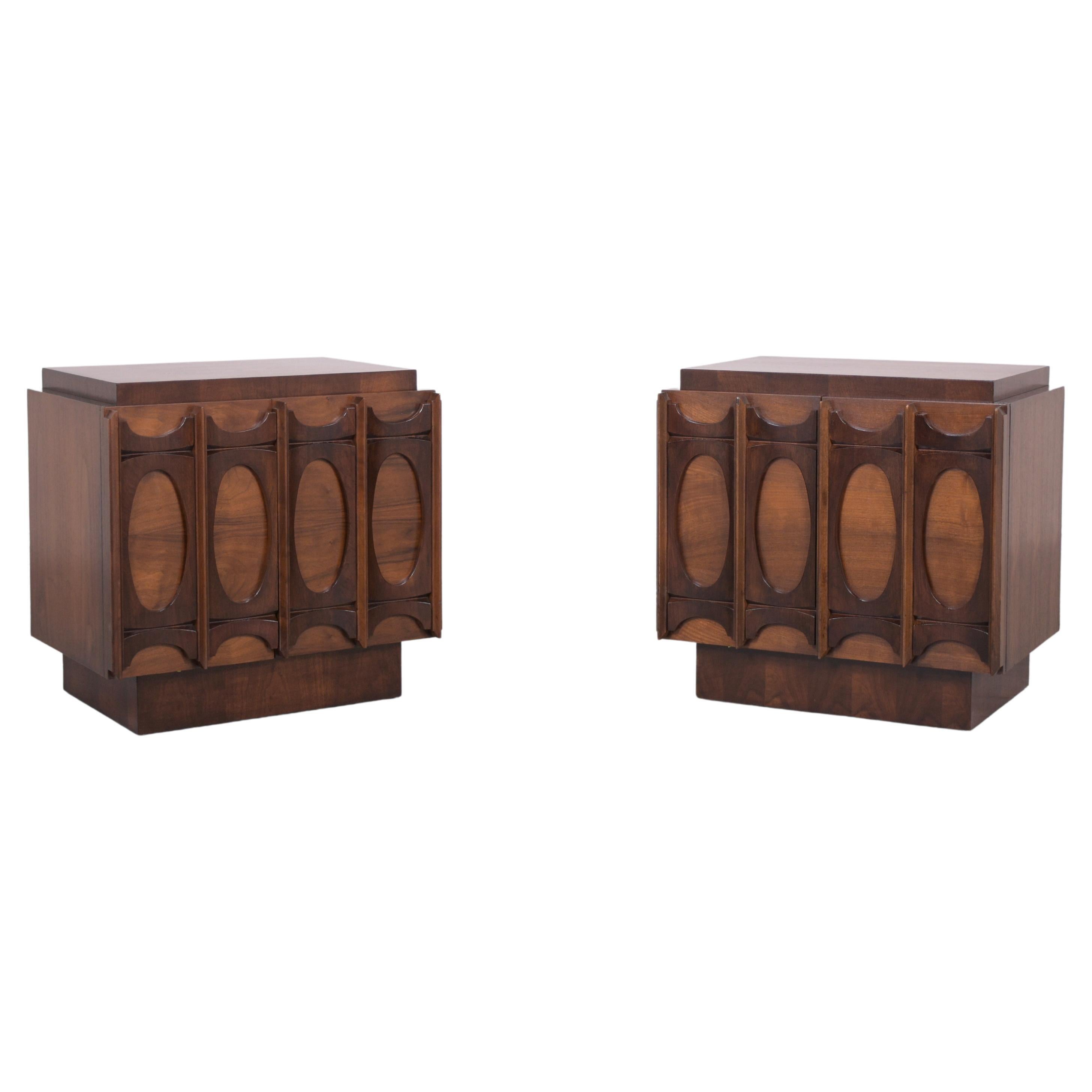 Pair of Mid-Century Carved Nightstands