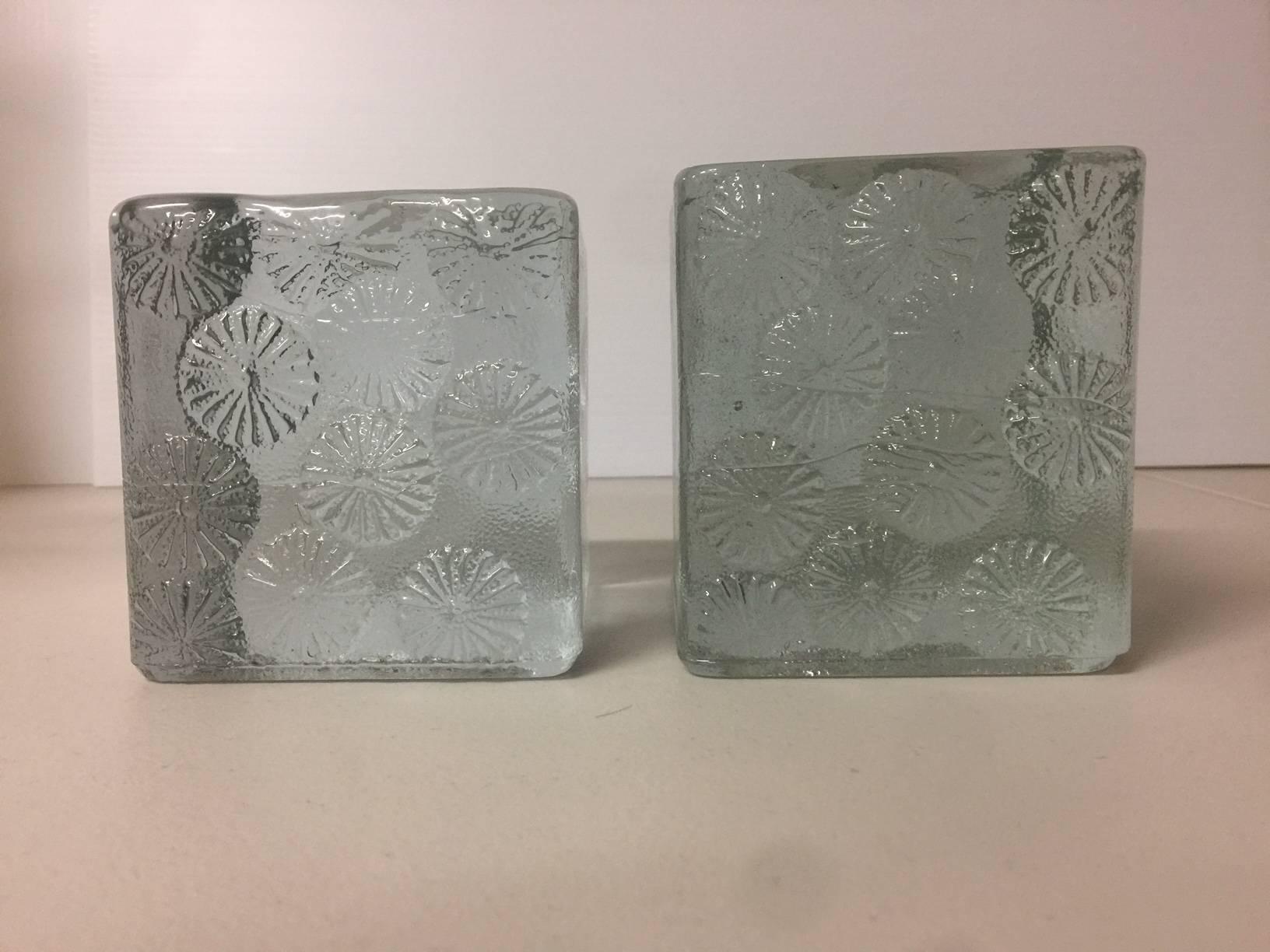 Buchstützen oder Briefbeschwerer aus Glasguss aus der Mitte des Jahrhunderts von Joel Myers für Blenko, Paar (Gegossen)
