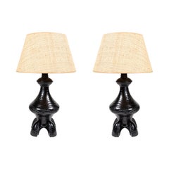 Pair of Midcentury Cast Metal Lamps Pair of Midcentury Cast Metal Lamps