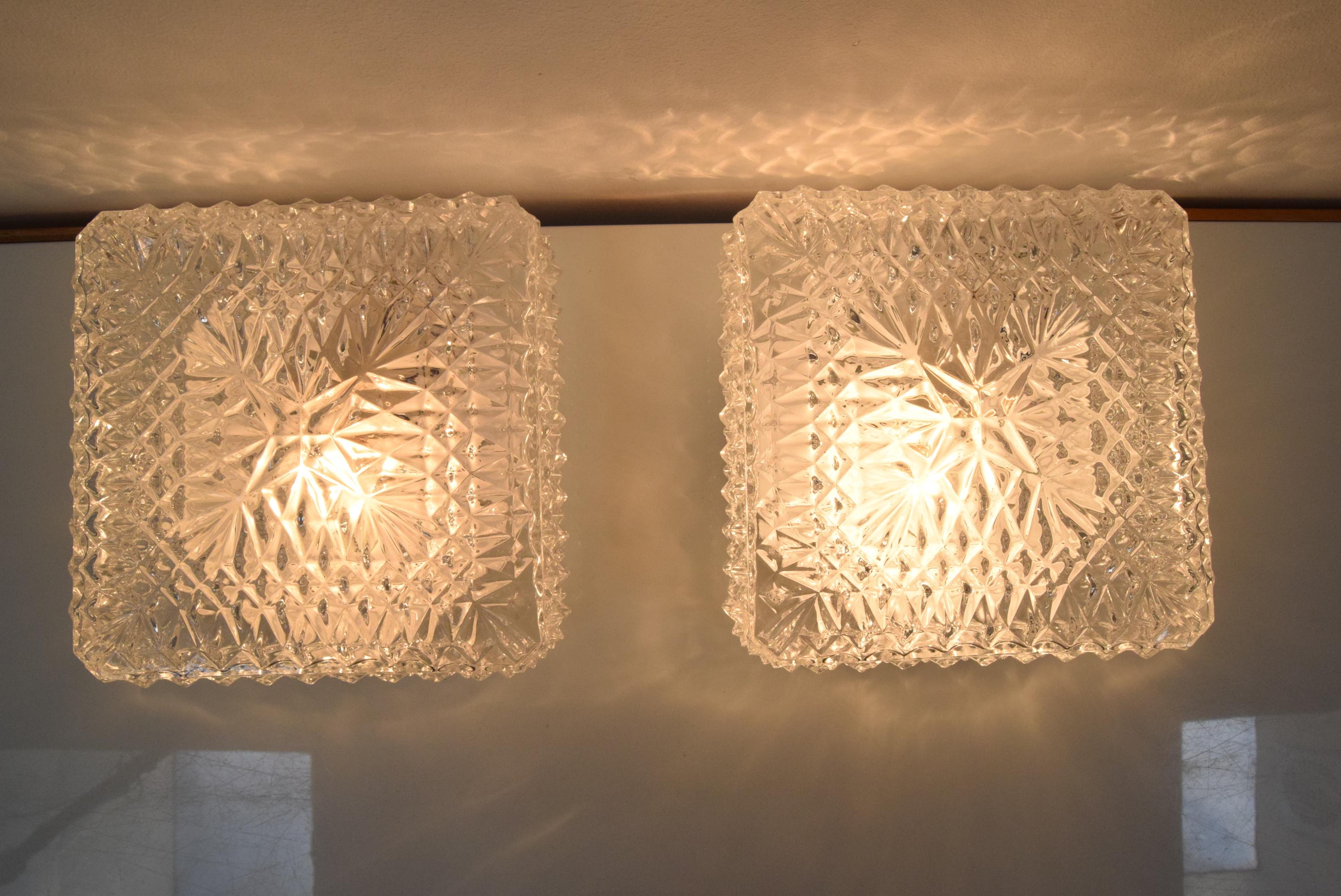 Late 20th Century Pair of Mid-Century Ceiling or Wall Lightings, 1970's