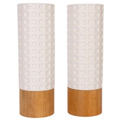 Pair of Midcentury Ceramic and Wood Table Lamps