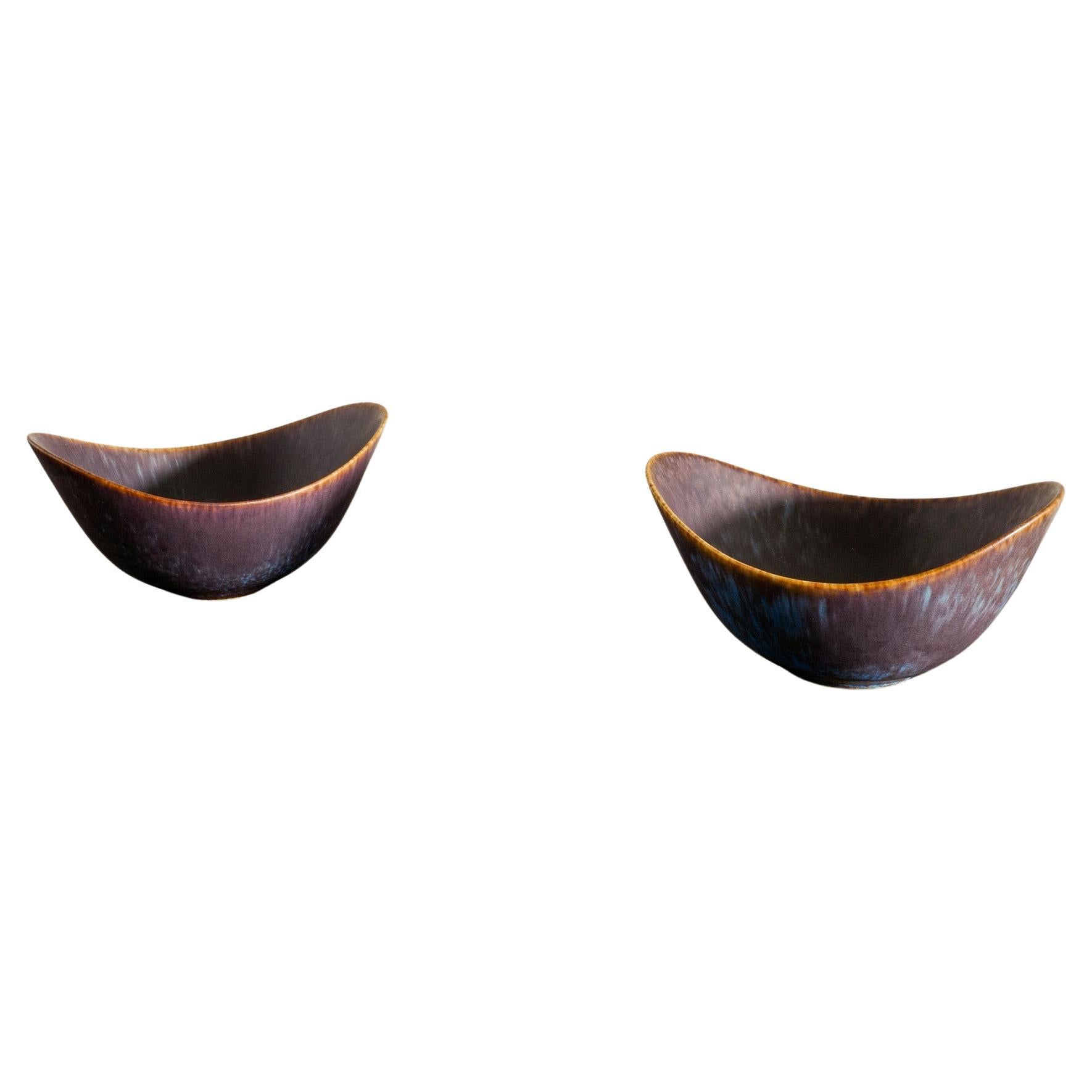Pair of Mid Century Ceramic Bowls by Gunnar Nylund for Rörstrand Sweden, 1950s For Sale