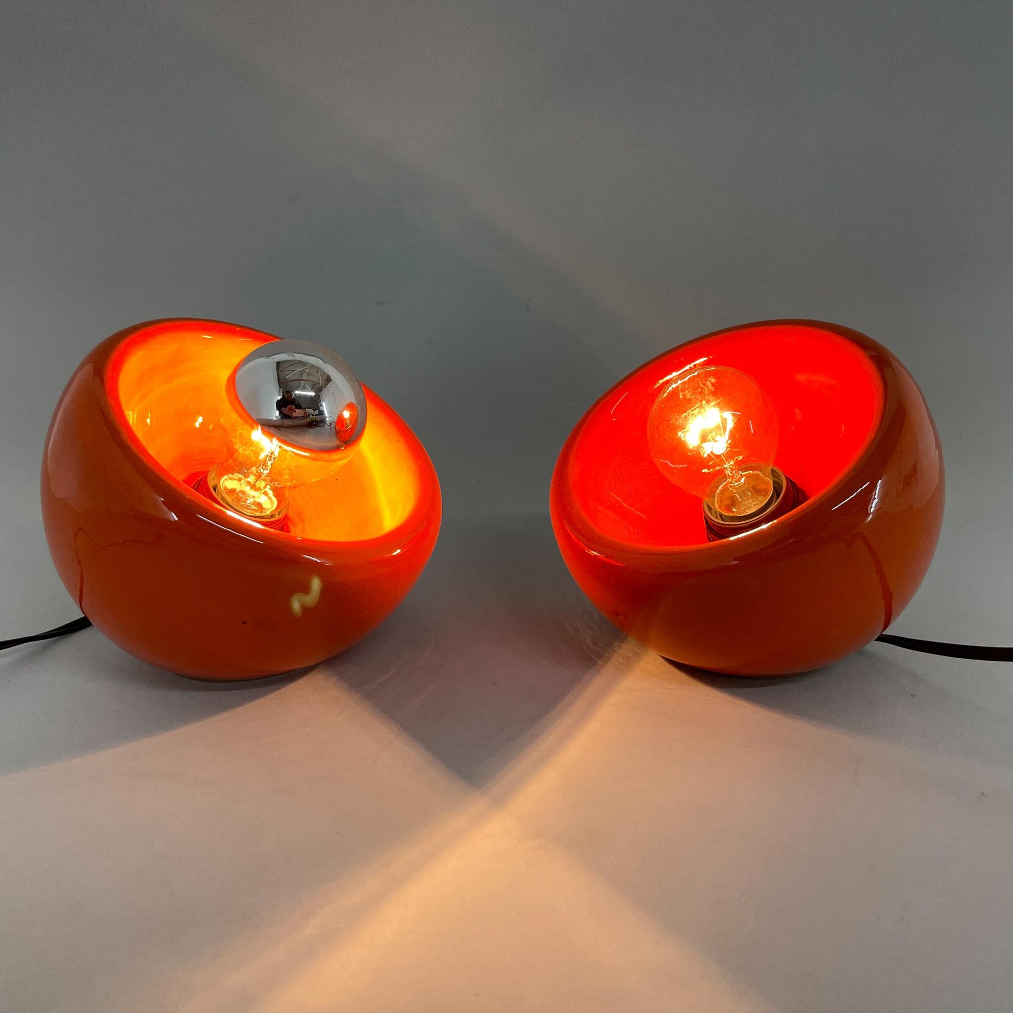 Late 20th Century Pair of Mid-Century Ceramic Enzo Bioli Table Lamps For Sale
