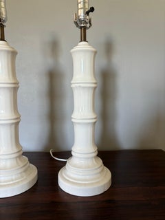 Pair of Mid Century Ceramic Faux Bamboo Table Lamps