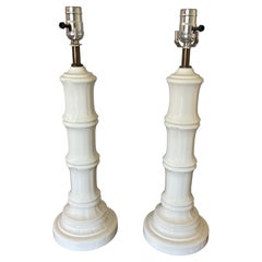 Pair of Mid Century Ceramic Faux Bamboo Table Lamps