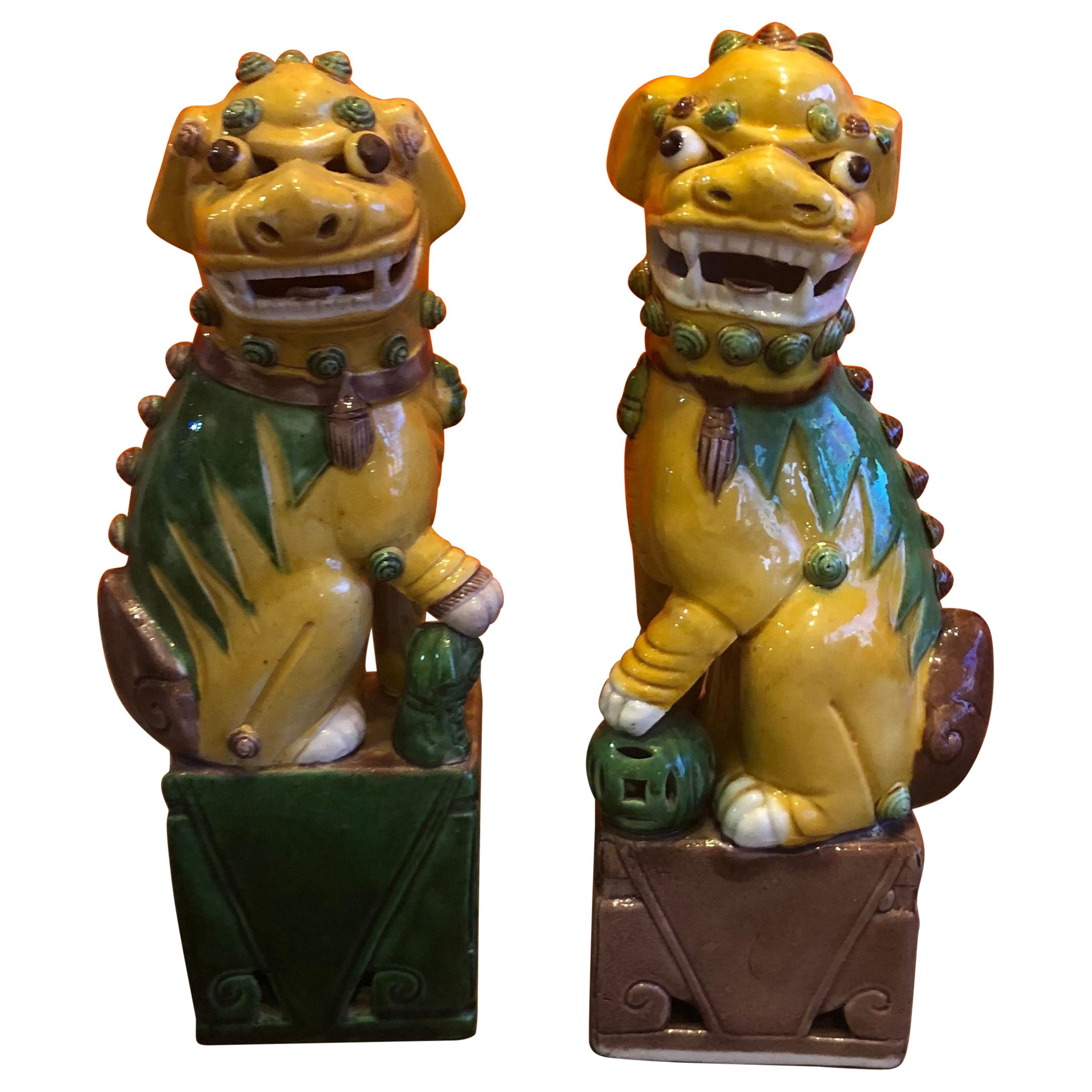 Pair of Midcentury Ceramic Foo Dogs or Bookends