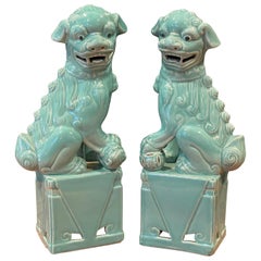 Pair of Midcentury Ceramic Foo Dogs / Bookends