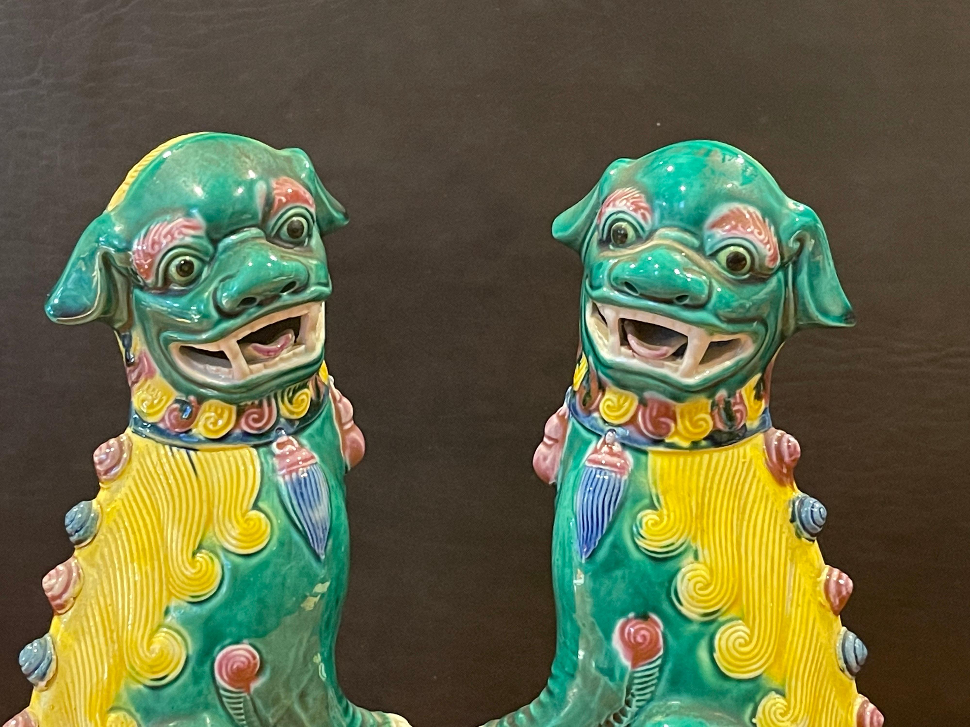 Pair of Midcentury Ceramic Foo Dogs or Bookends 3