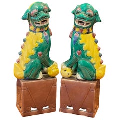 Pair of Midcentury Ceramic Foo Dogs or Bookends