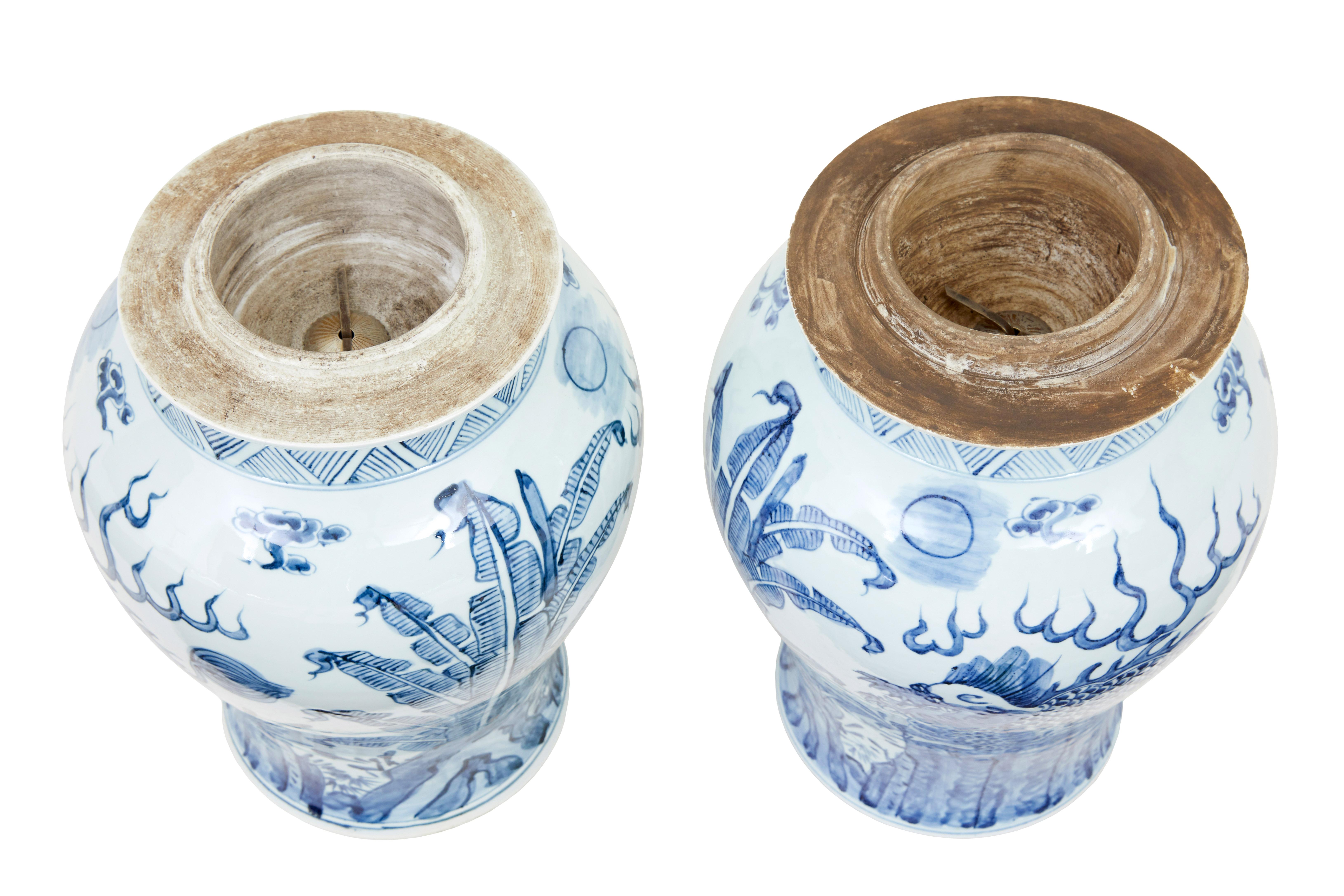Qing Pair of mid century ceramic ginger jars