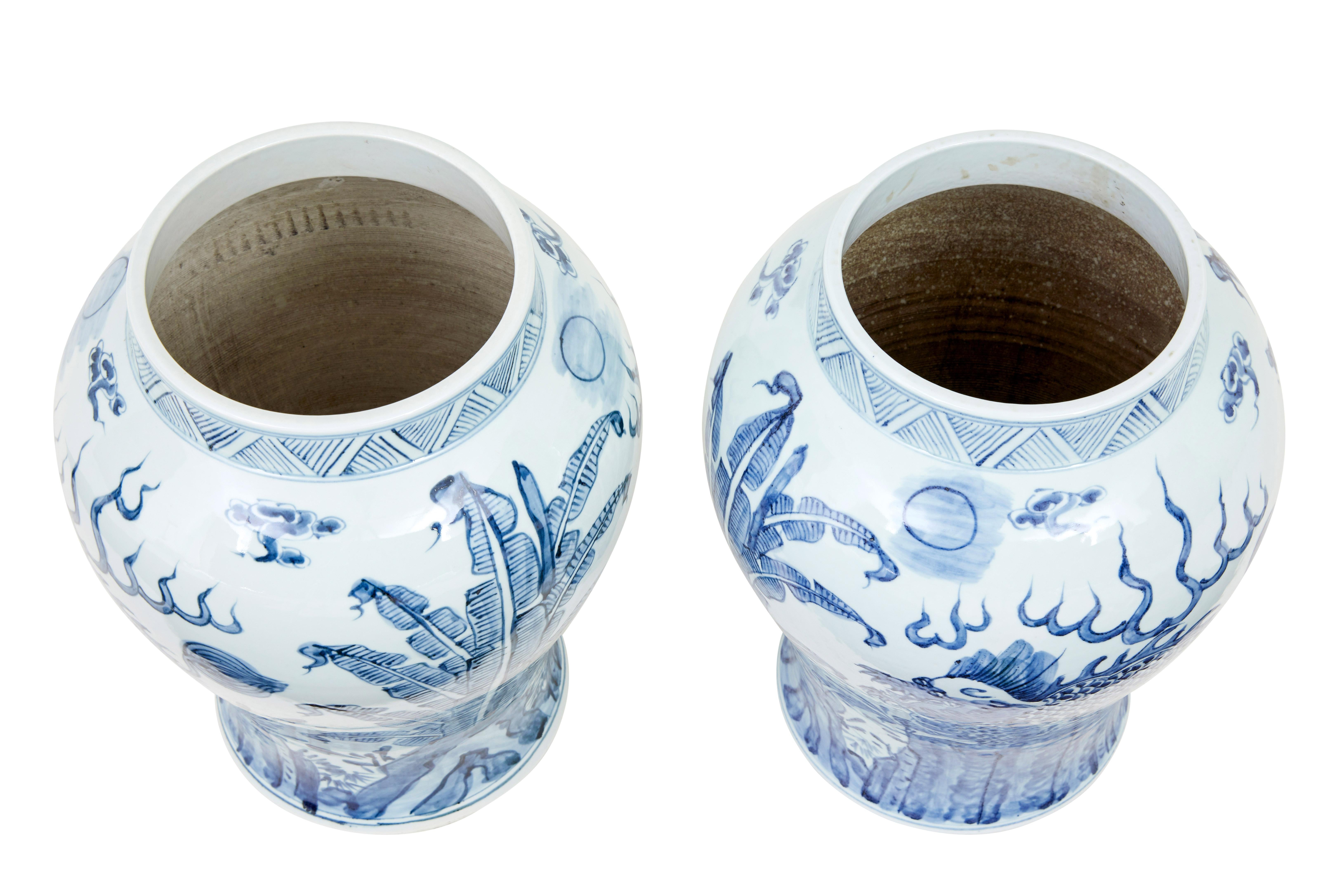 Chinese Pair of mid century ceramic ginger jars