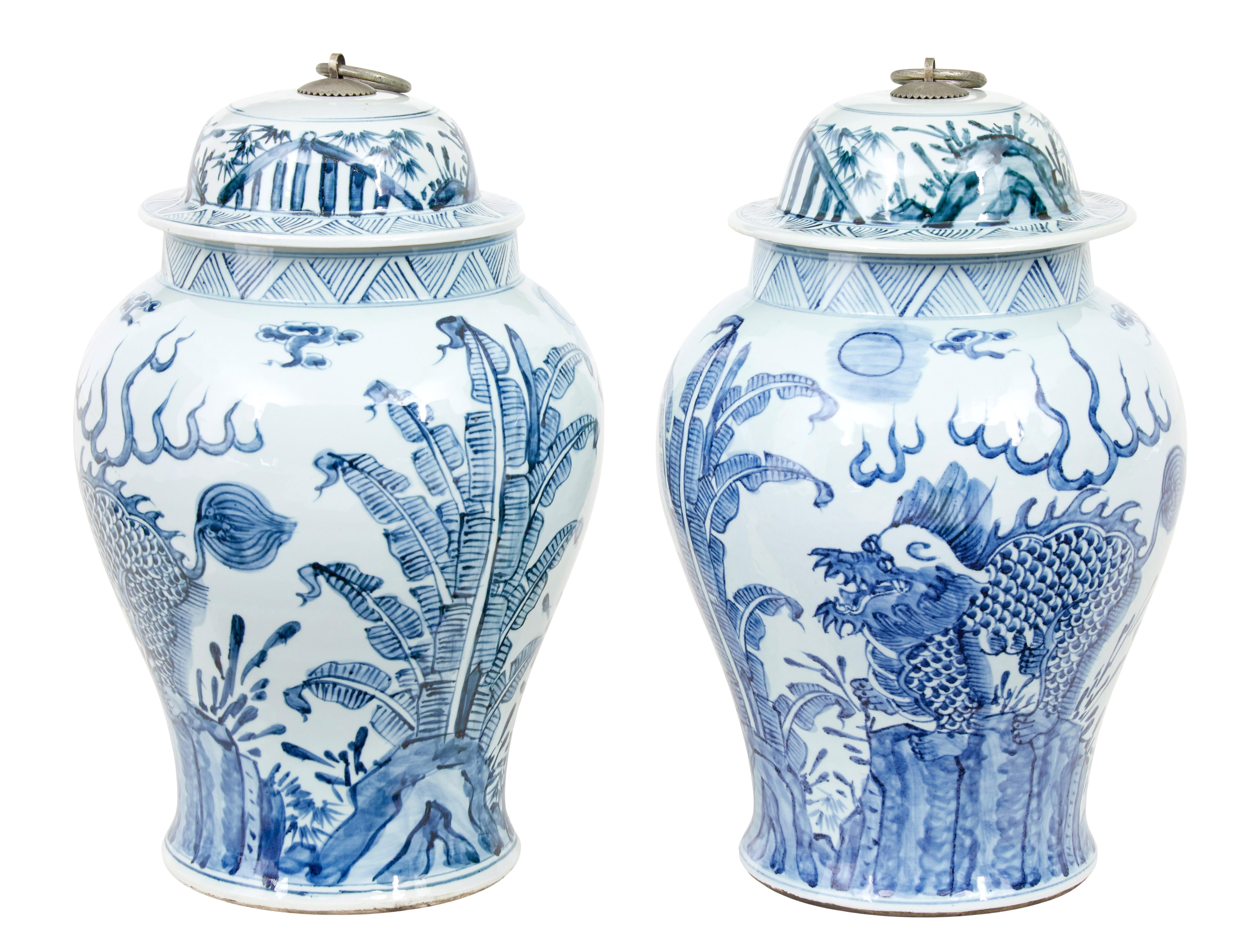 Hand-Crafted Pair of mid century ceramic ginger jars