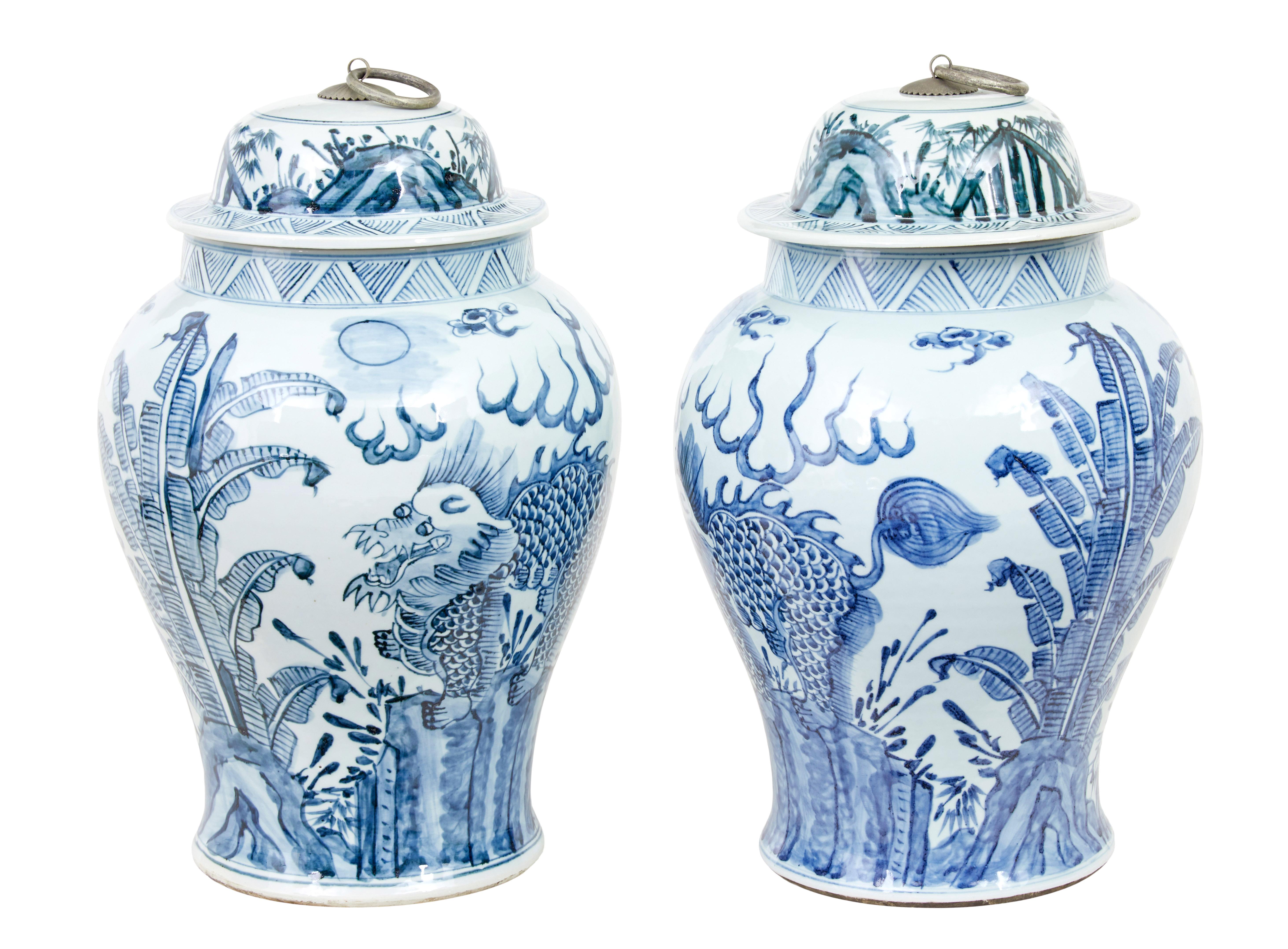 Pair of mid century ceramic ginger jars In Good Condition In Debenham, Suffolk