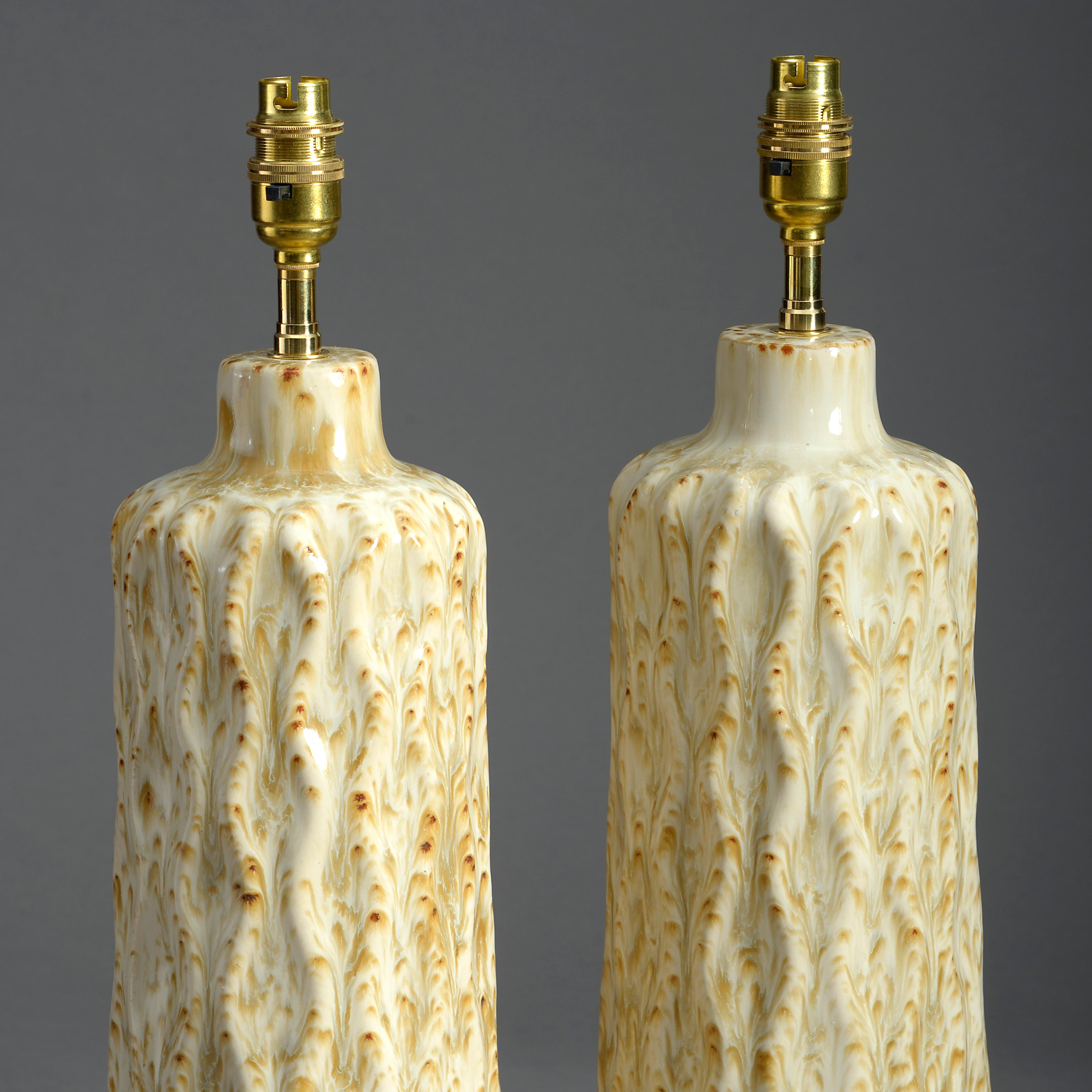 French Pair of Mid-Century Ceramic Lamp Bases
