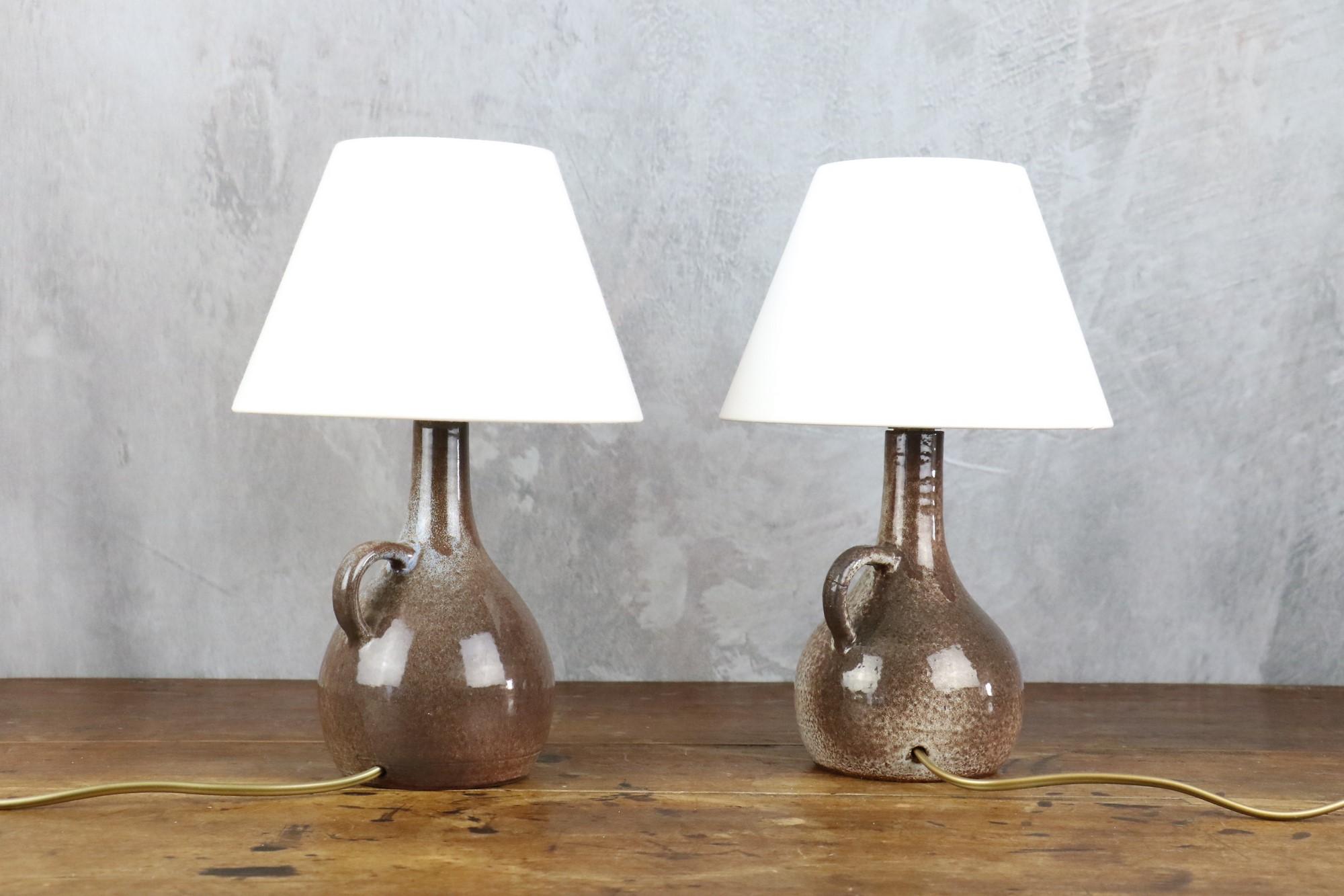 20th Century Pair of Mid-century ceramic lamps by Robert Chiazzo, 1960s For Sale