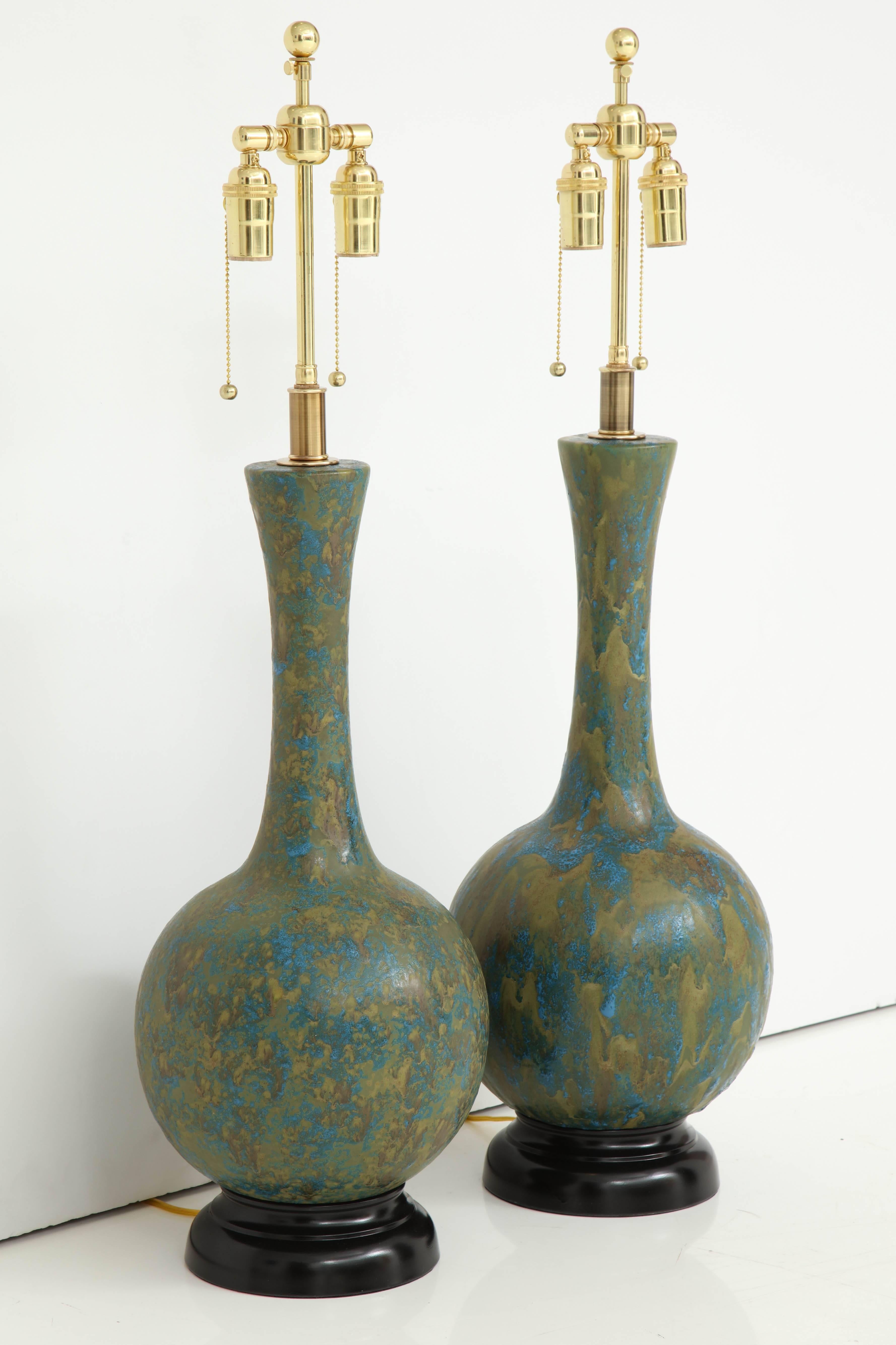 Pair of Italian Ceramic Lamps In Excellent Condition In New York, NY
