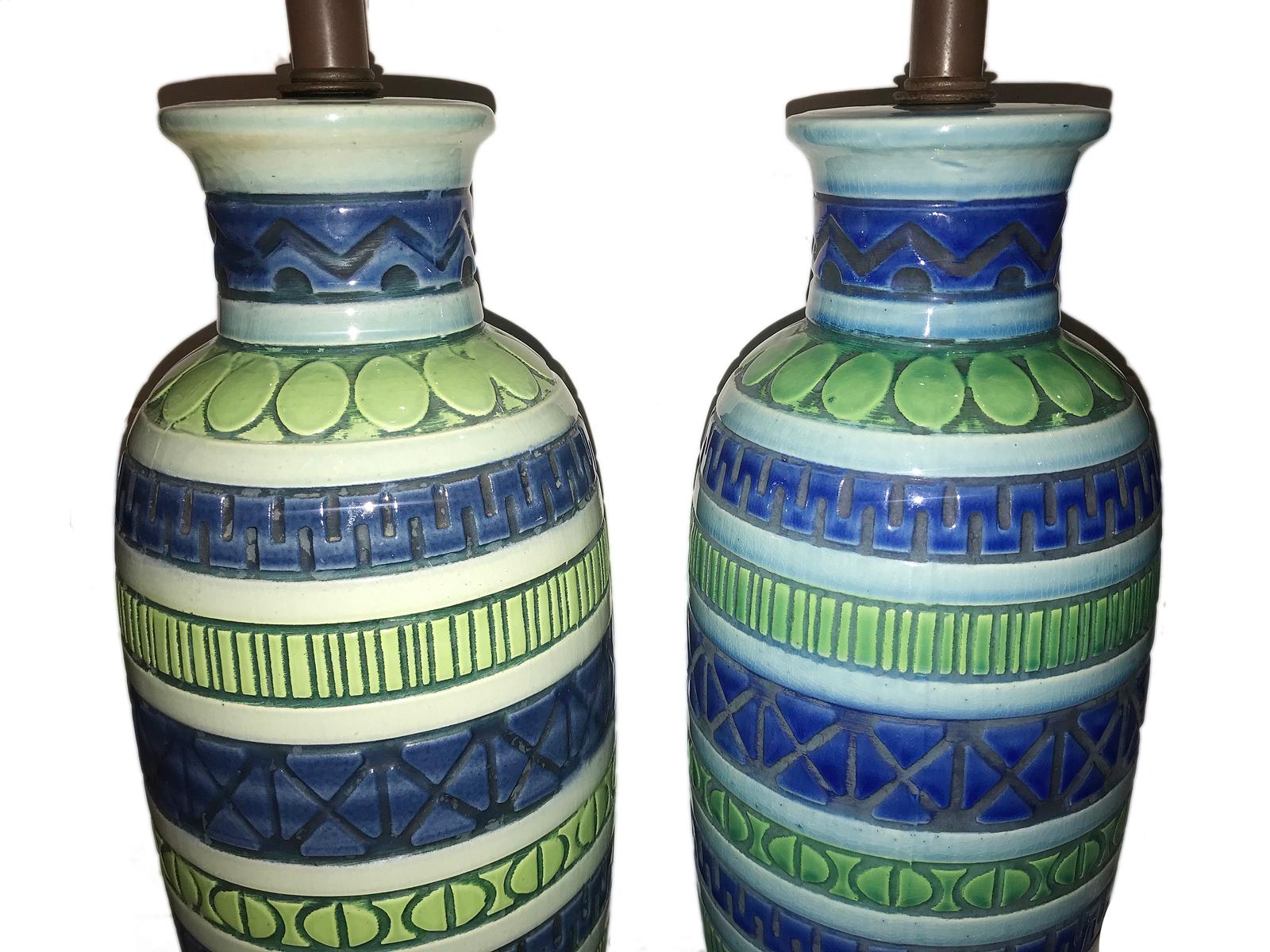 Mid-20th Century Pair of Midcentury Ceramic Lamps For Sale