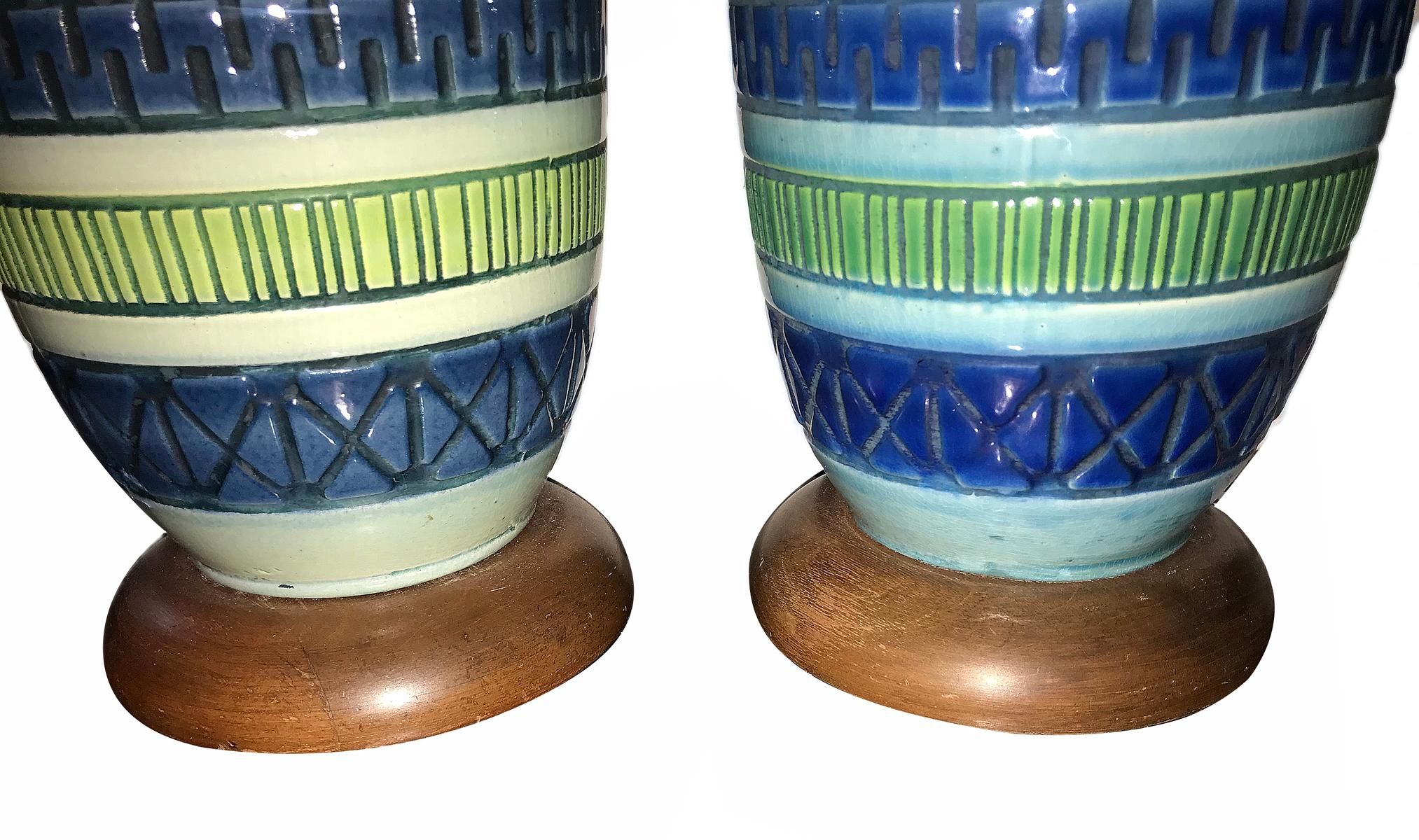 Pair of Midcentury Ceramic Lamps For Sale 1