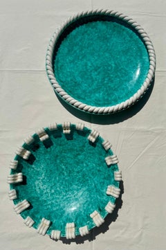 Coppia di piatti in ceramica di metà secolo, Sainte Radegonde, Francia, anni '50