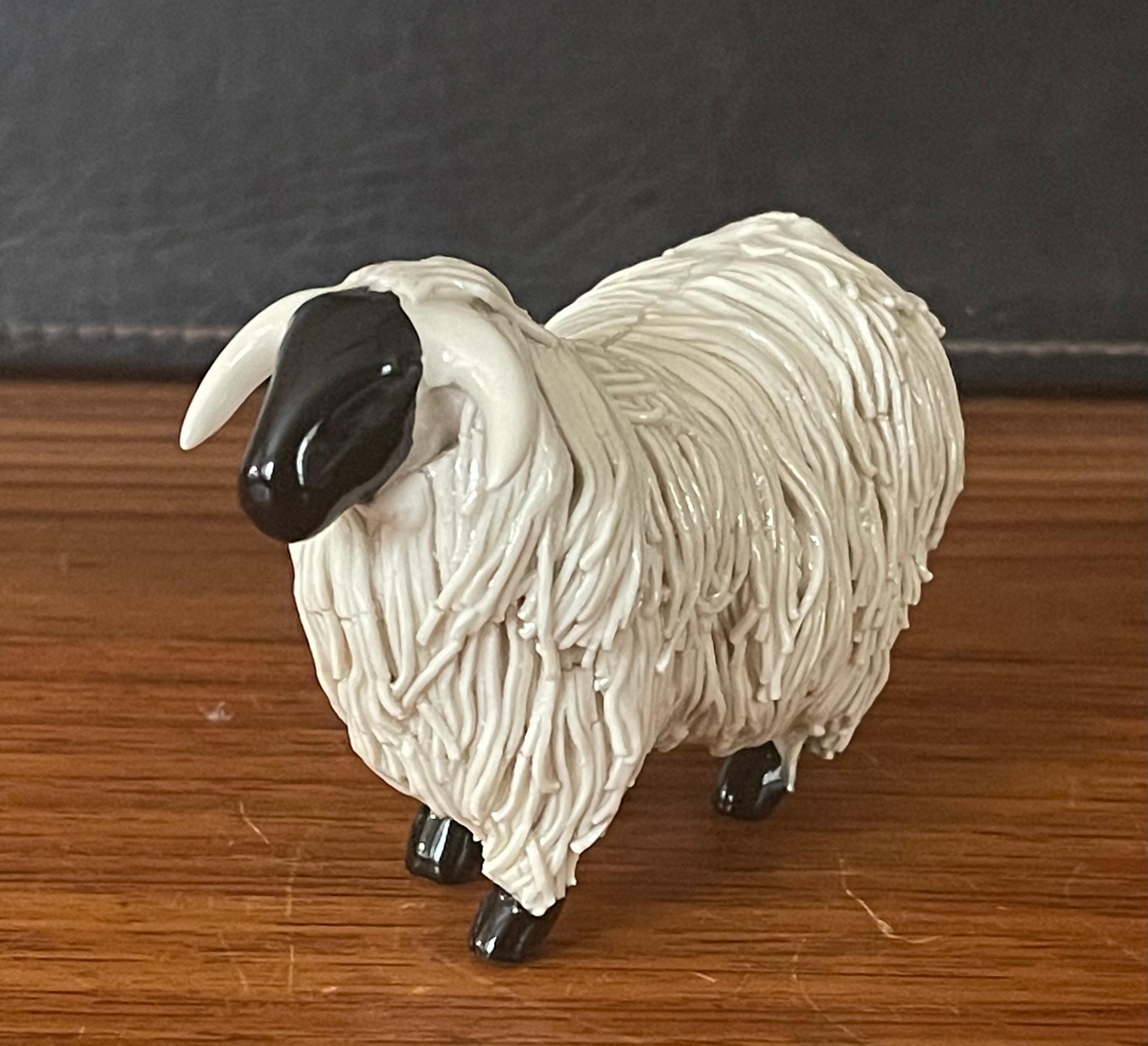 20th Century Pair of Midcentury Ceramic Rams / Sheep Figurines