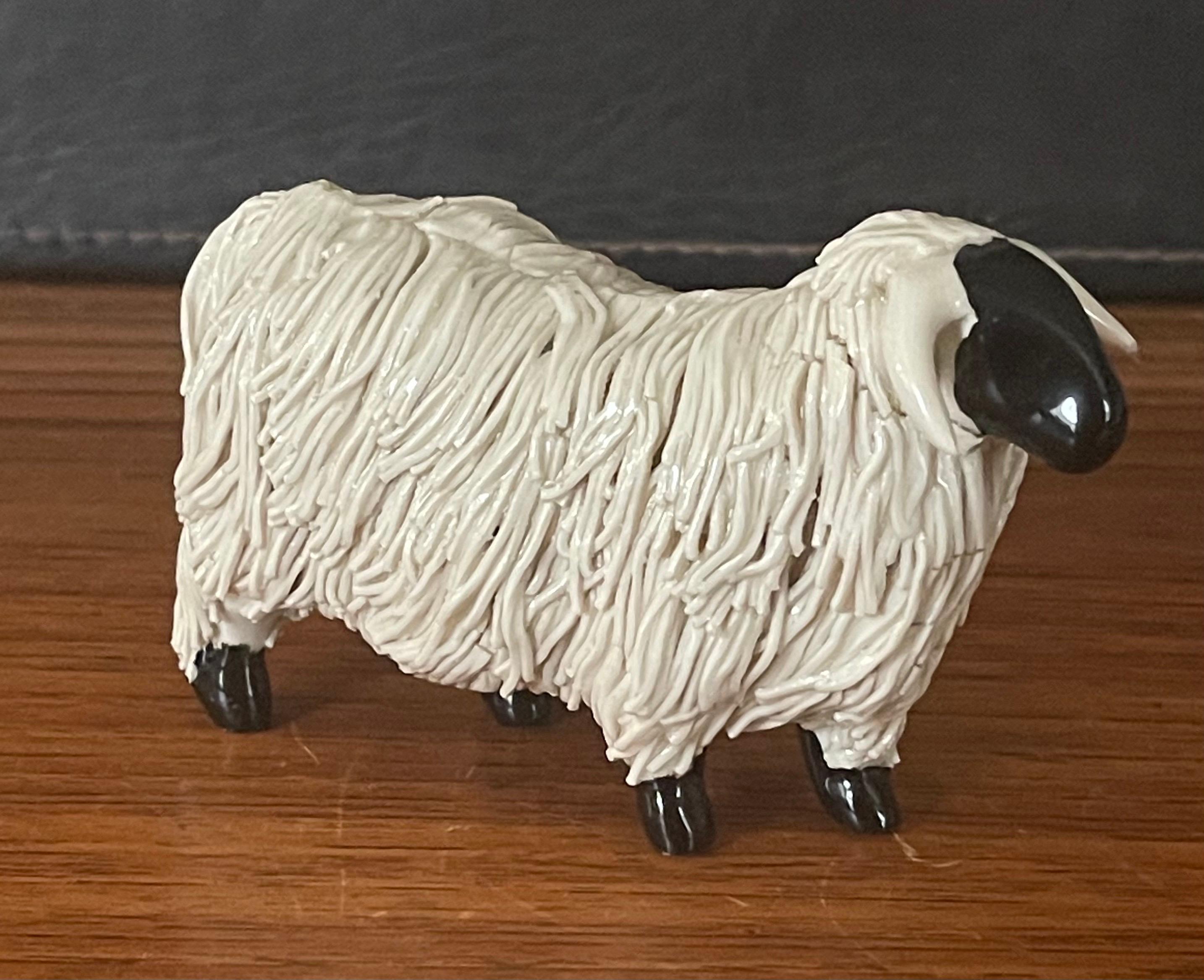 Pair of Midcentury Ceramic Rams / Sheep Figurines 1