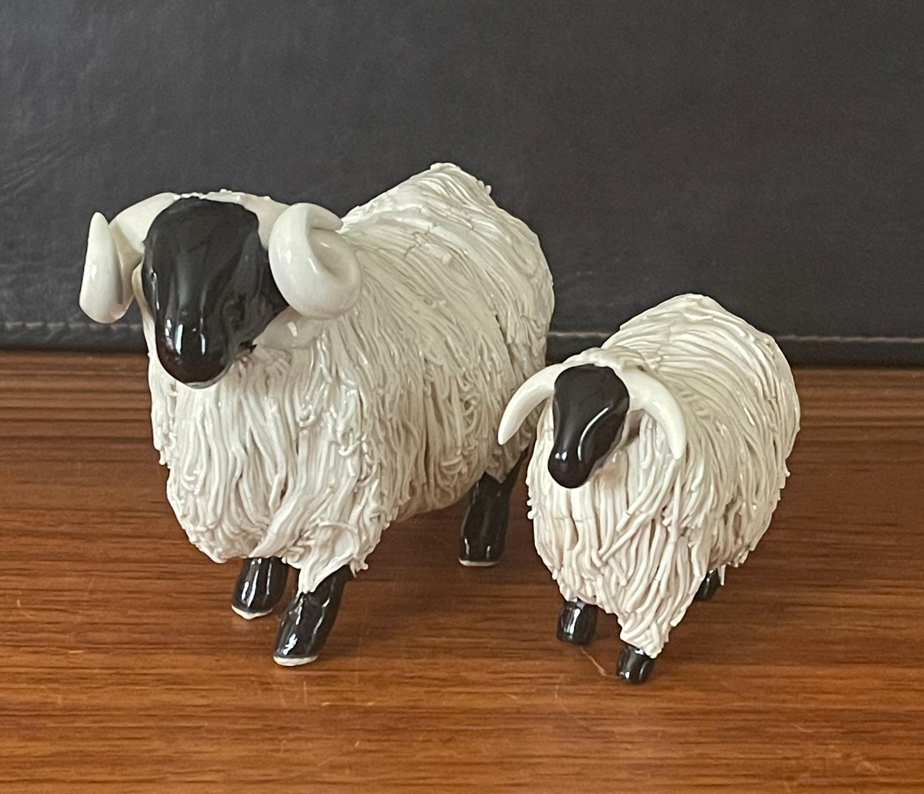 Pair of Midcentury Ceramic Rams / Sheep Figurines 5