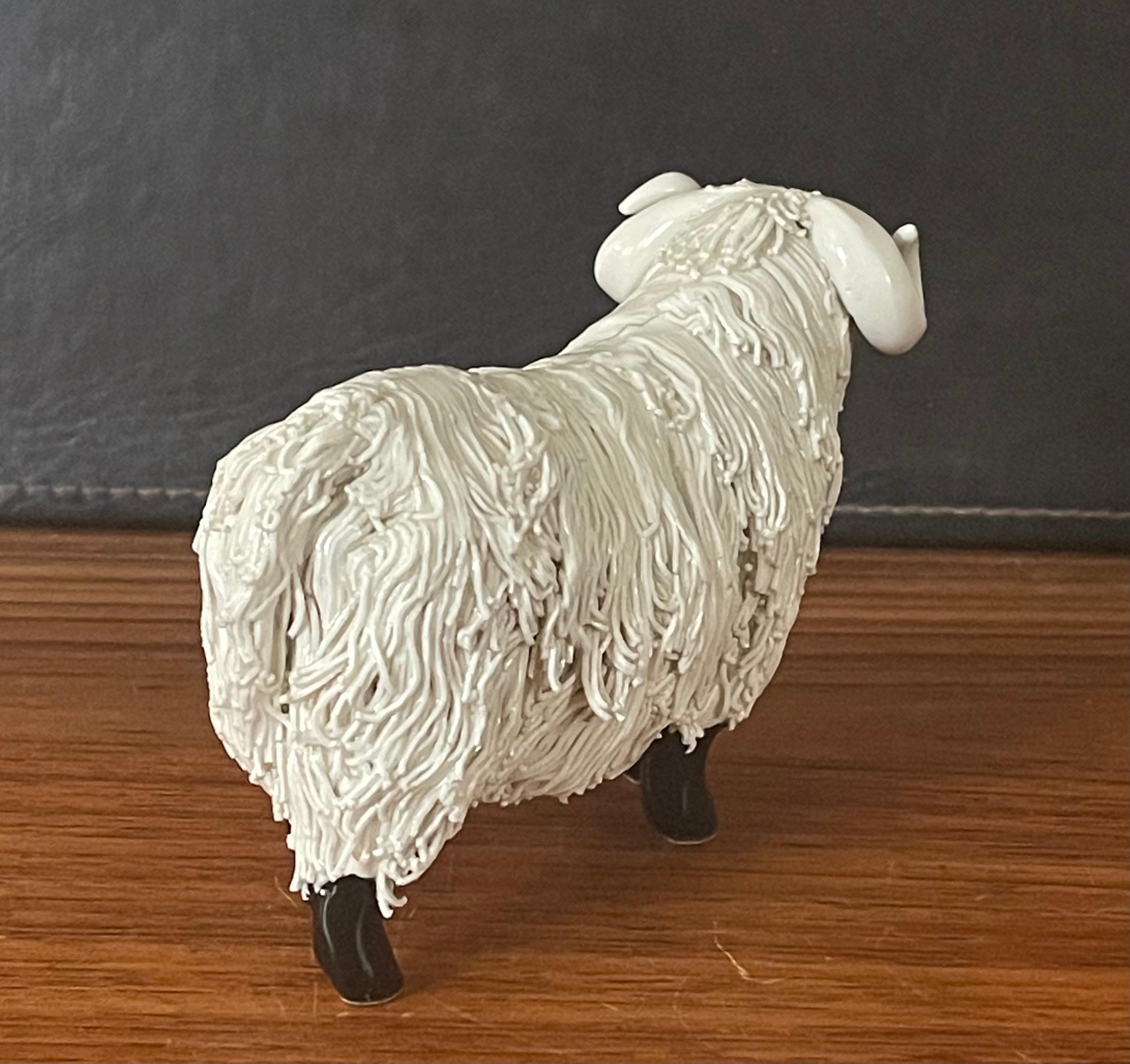 Mid-Century Modern Pair of Midcentury Ceramic Rams / Sheep Figurines