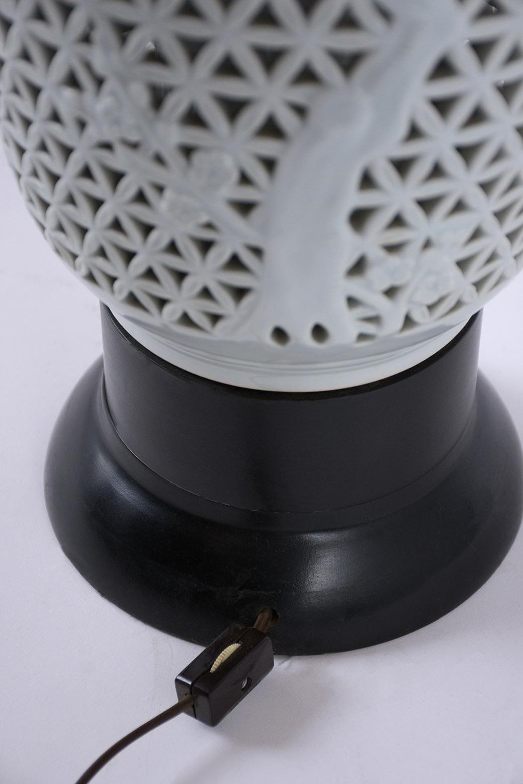 Metal Pair of Mid-Century Glazed Ceramic Table Lamps