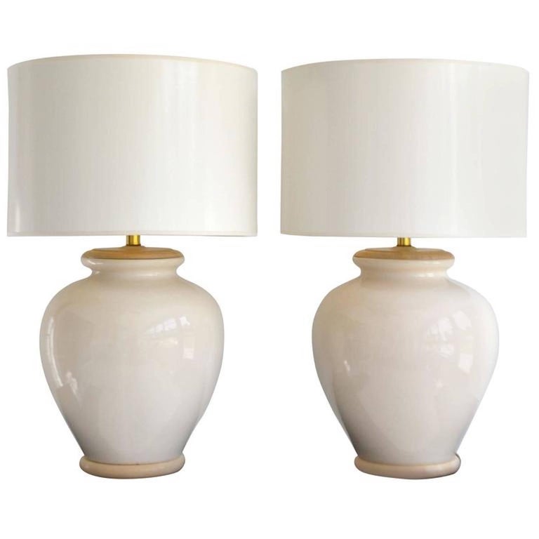 Pair Of Midcentury Ceramic Urn Form Table Lamps
